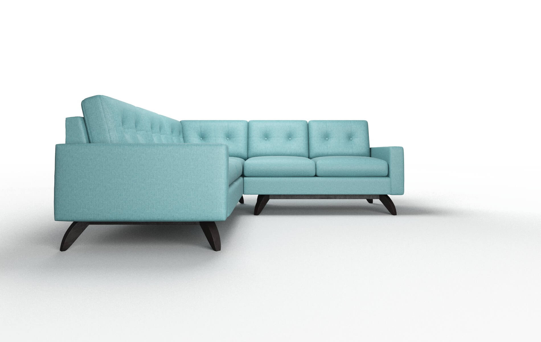 Milan Parker Turquoise Sectional espresso legs 2