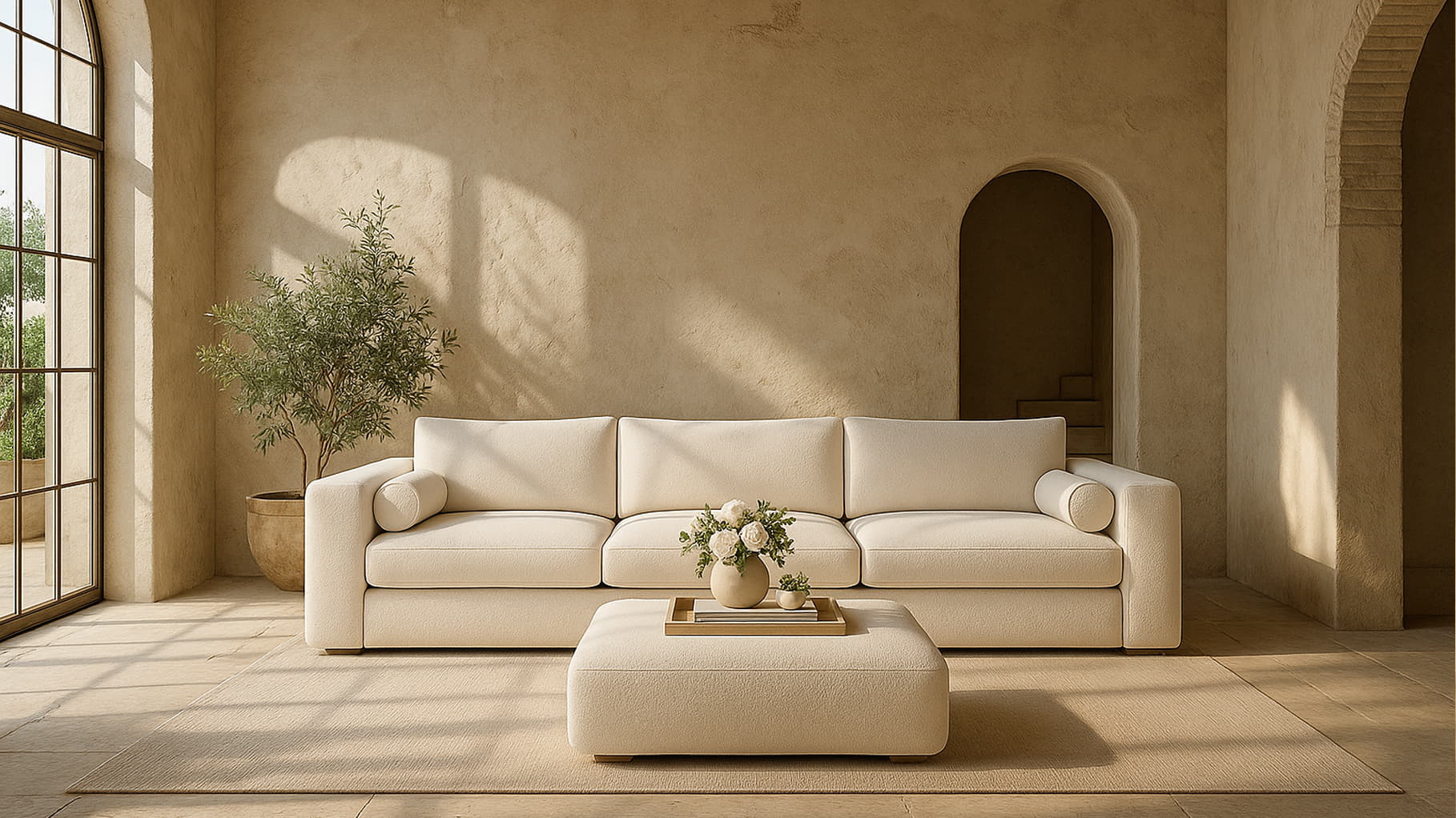 Modular Sofa with Bolster Pillows