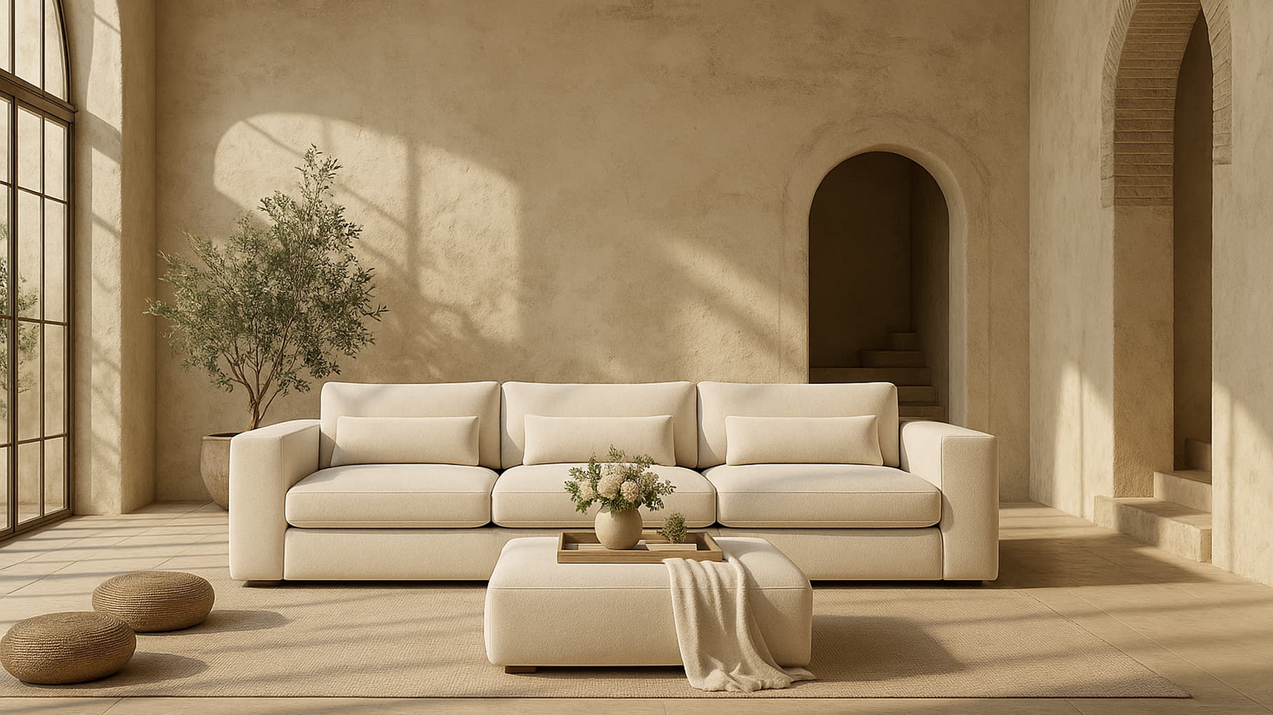 Modular Sofa with Lumbar Pillows