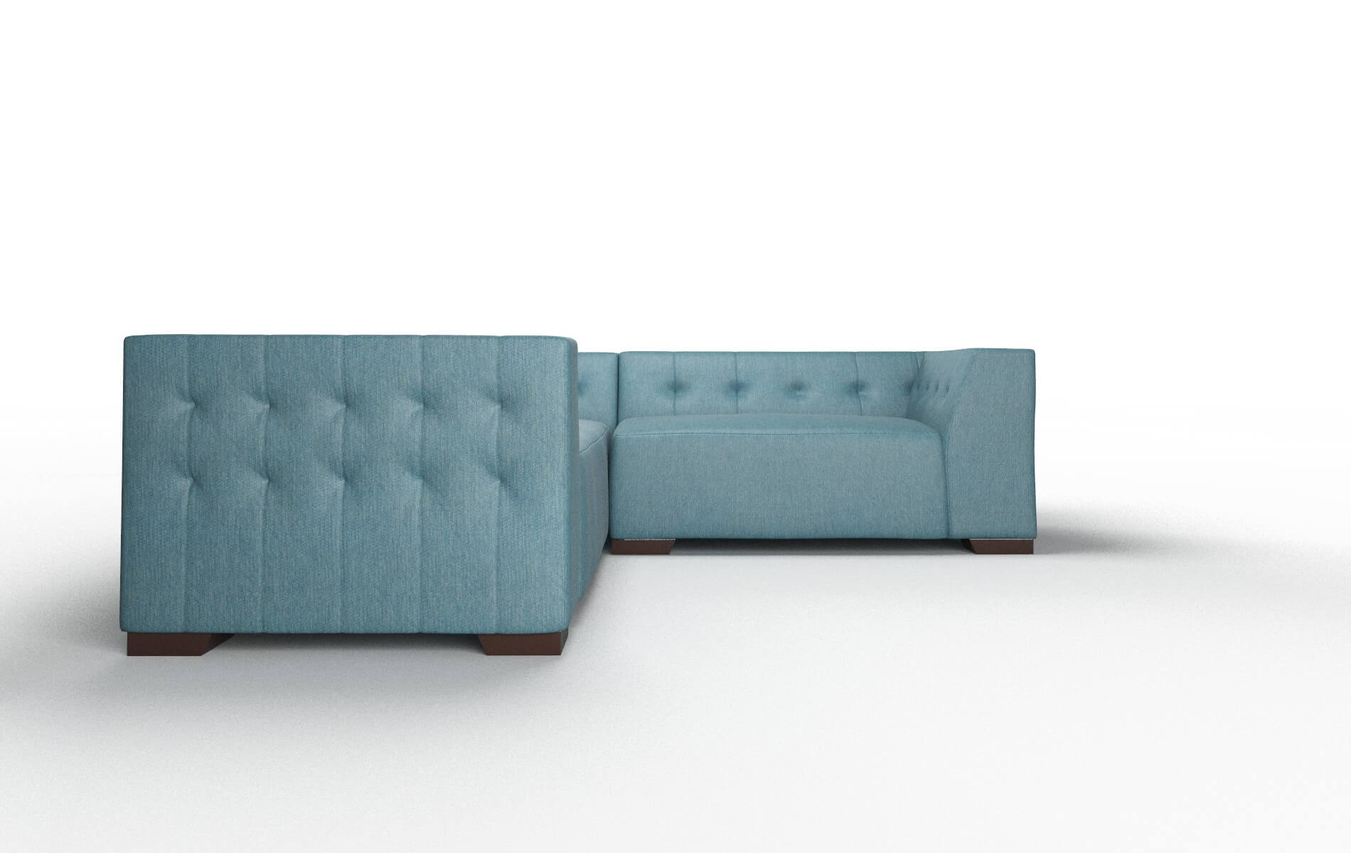 Palermo Cosmo Teal Sectional espresso legs 2