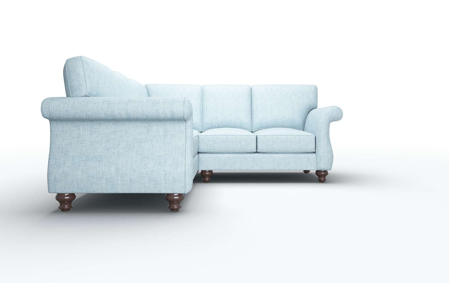 Pisa Atlas Turquoise Sectional espresso legs 2
