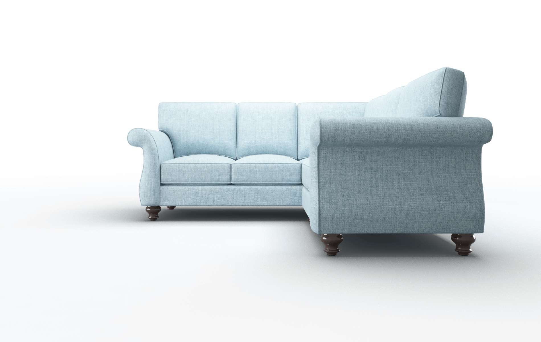 Pisa Atlas Turquoise Sectional espresso legs 5