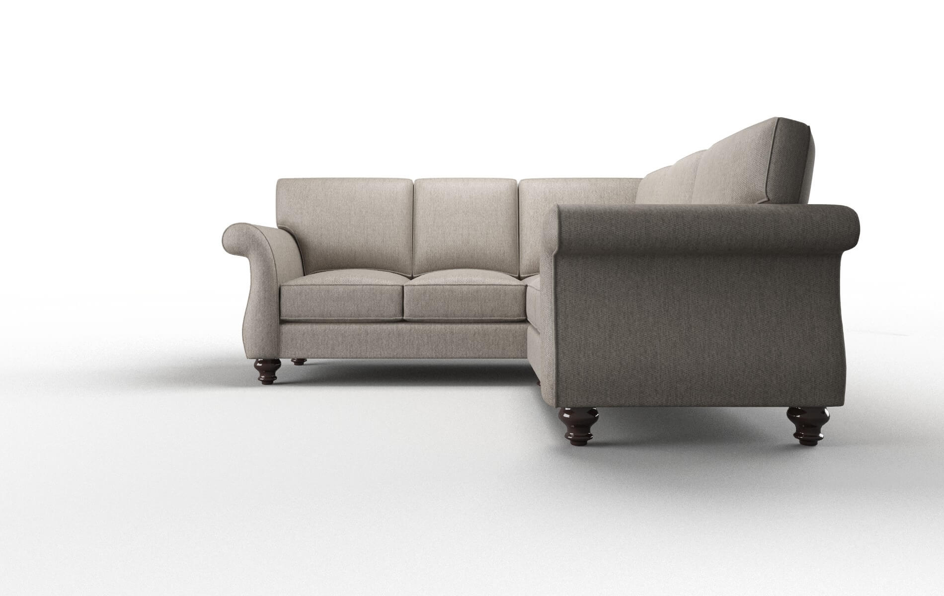 Pisa Cosmo Taupe Sectional espresso legs 5