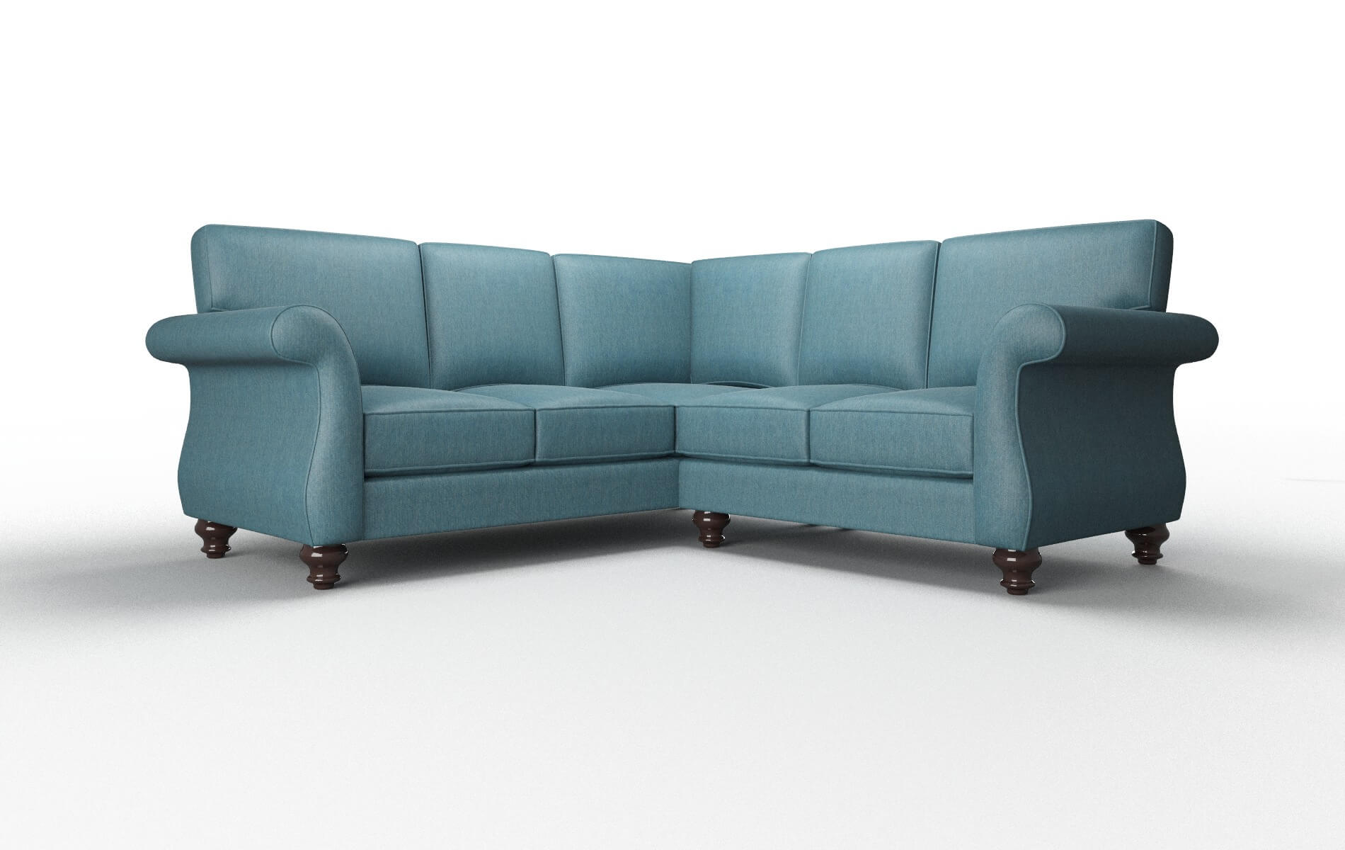 Pisa Cosmo Teal Sectional espresso legs 1