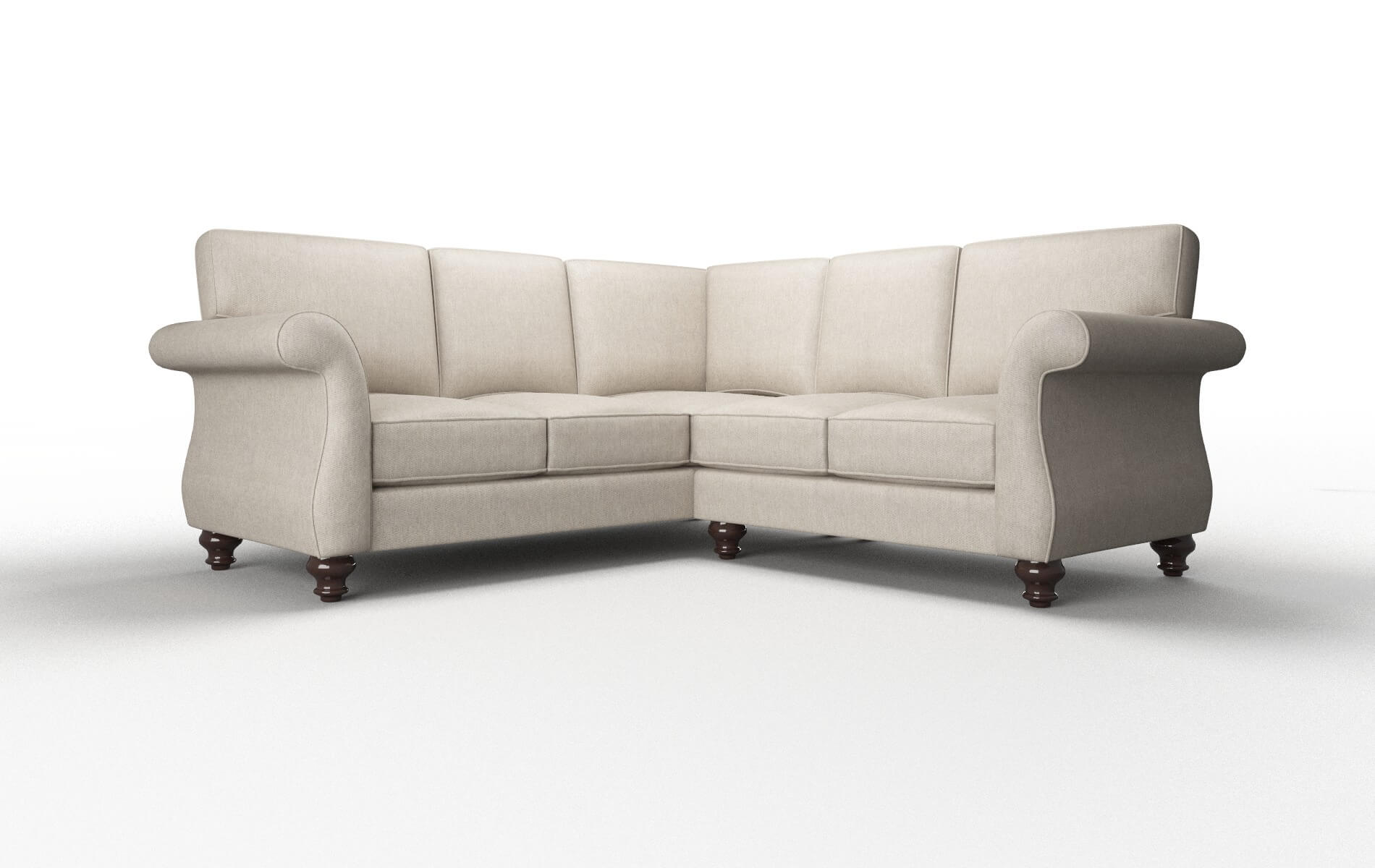 Pisa Derby Linen Sectional espresso legs 1