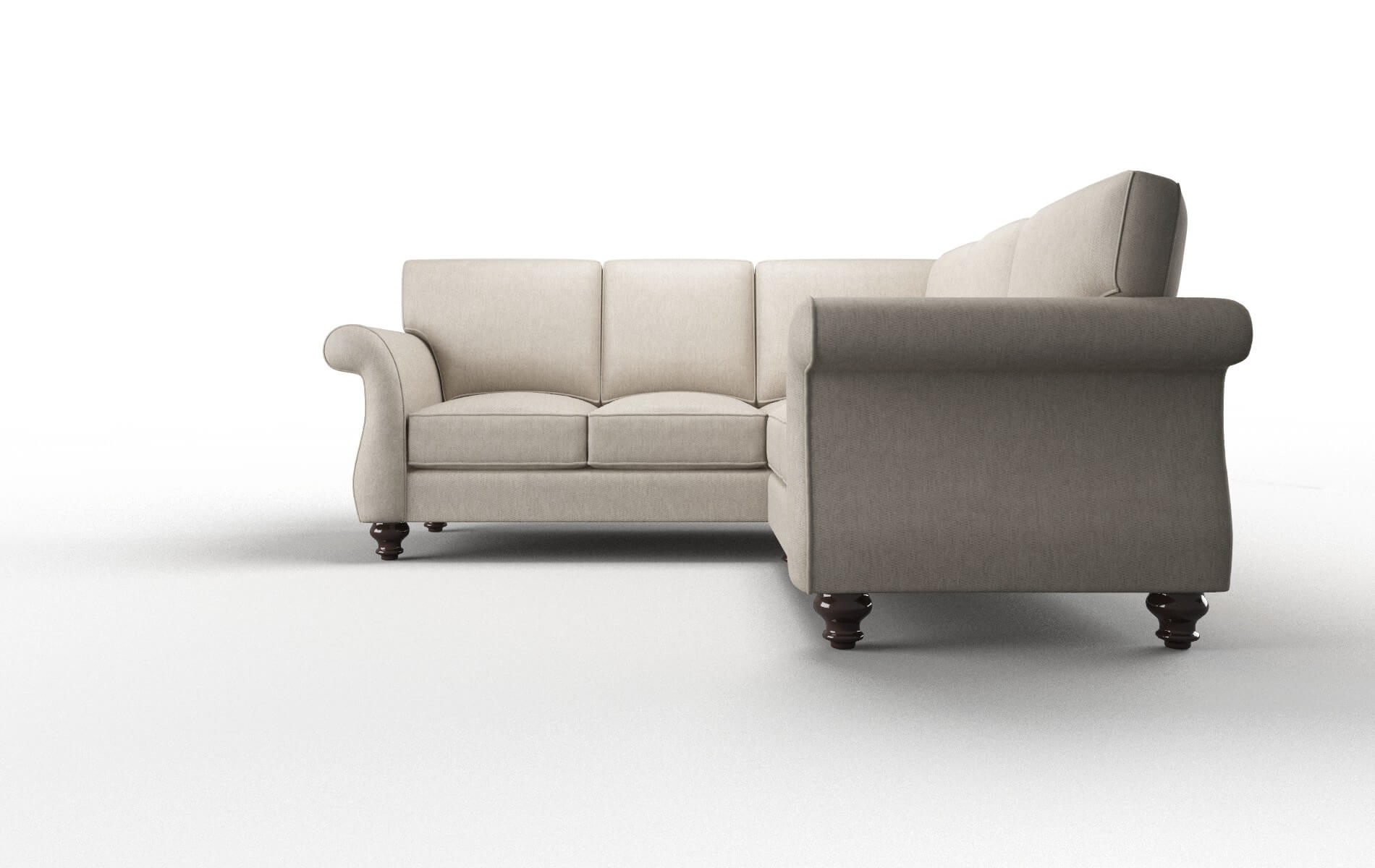 Pisa Derby Linen Sectional espresso legs 5