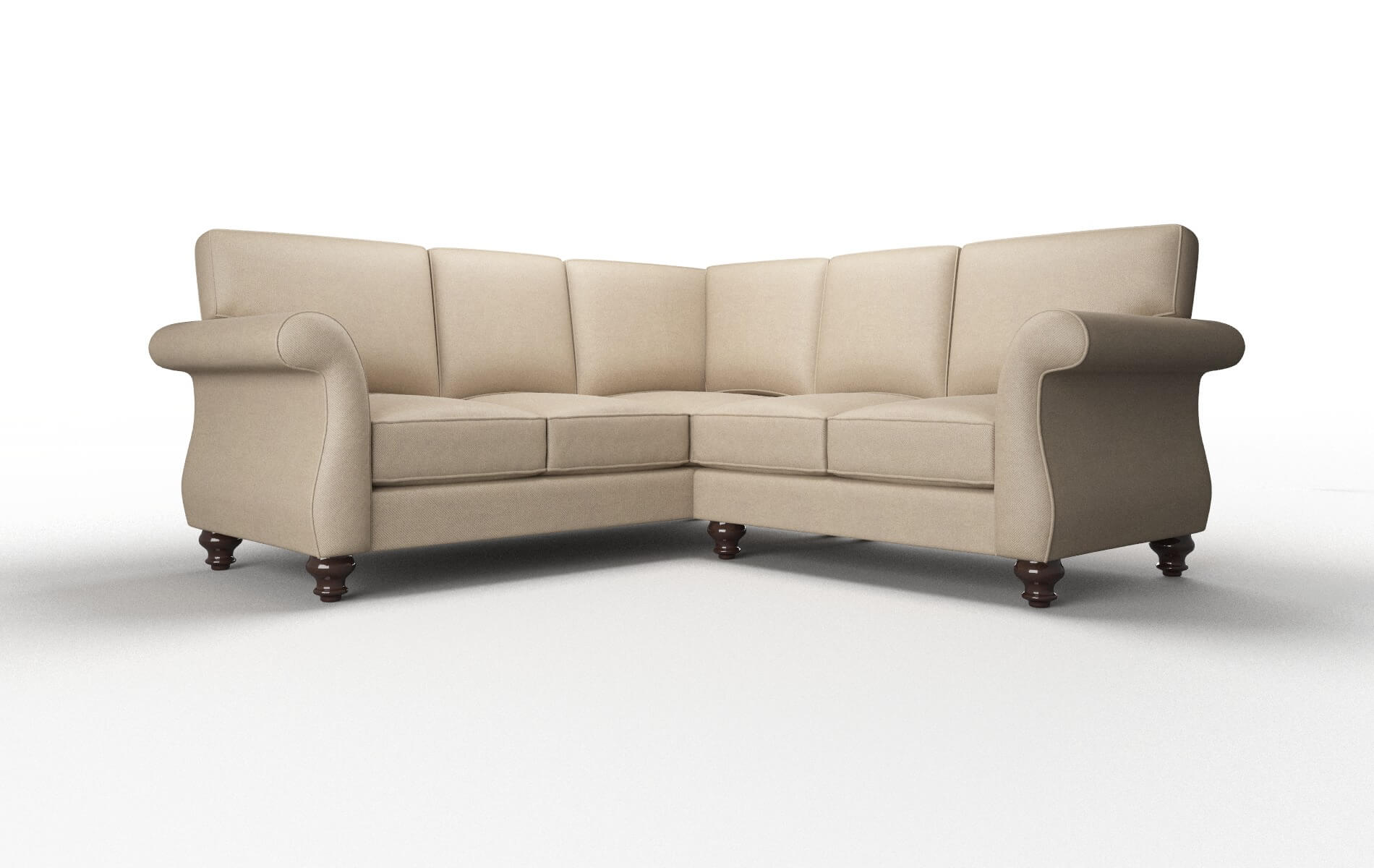 Pisa Oakley Taupe Sectional espresso legs 1