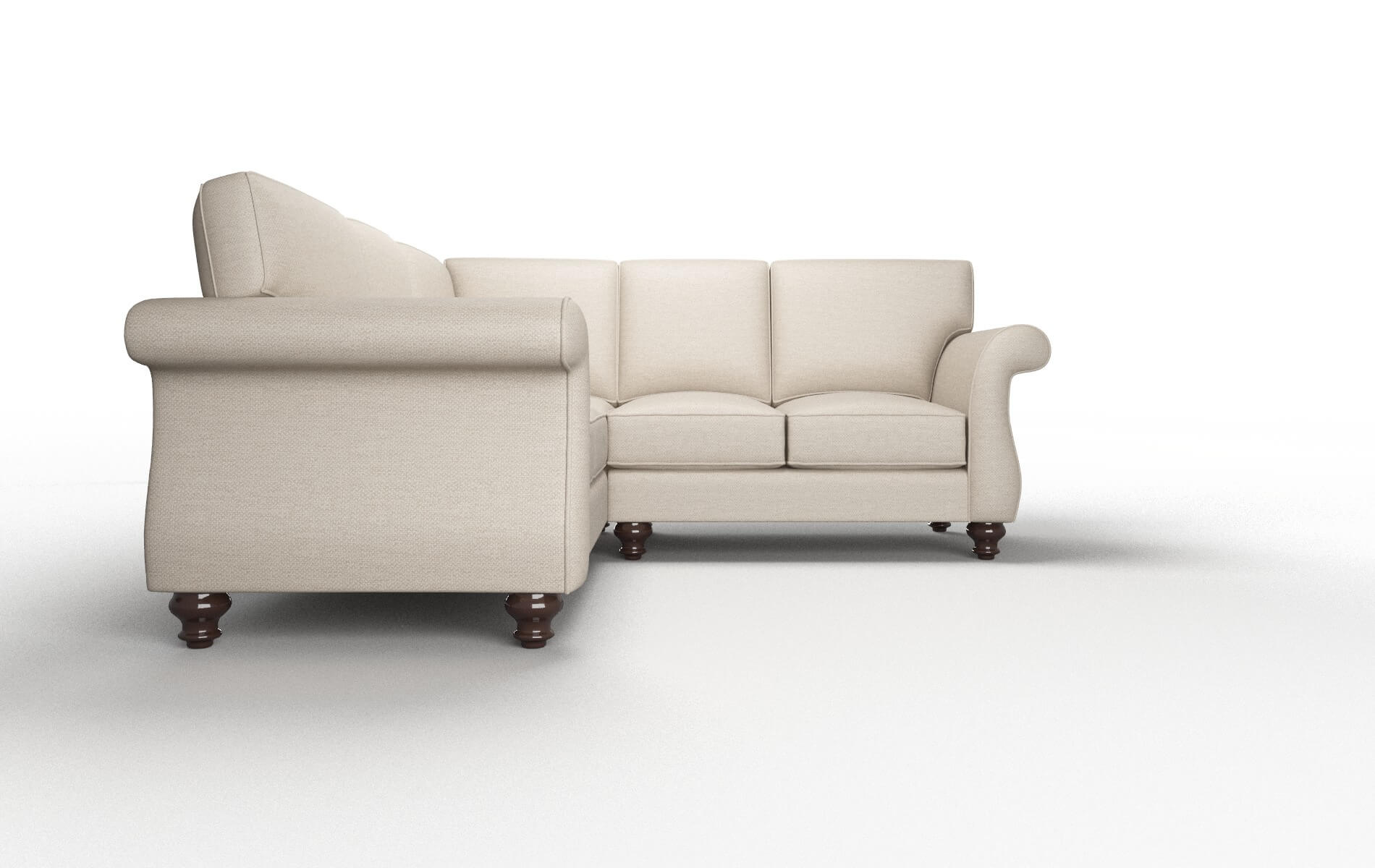 Pisa Oscar Linen Sectional espresso legs 2