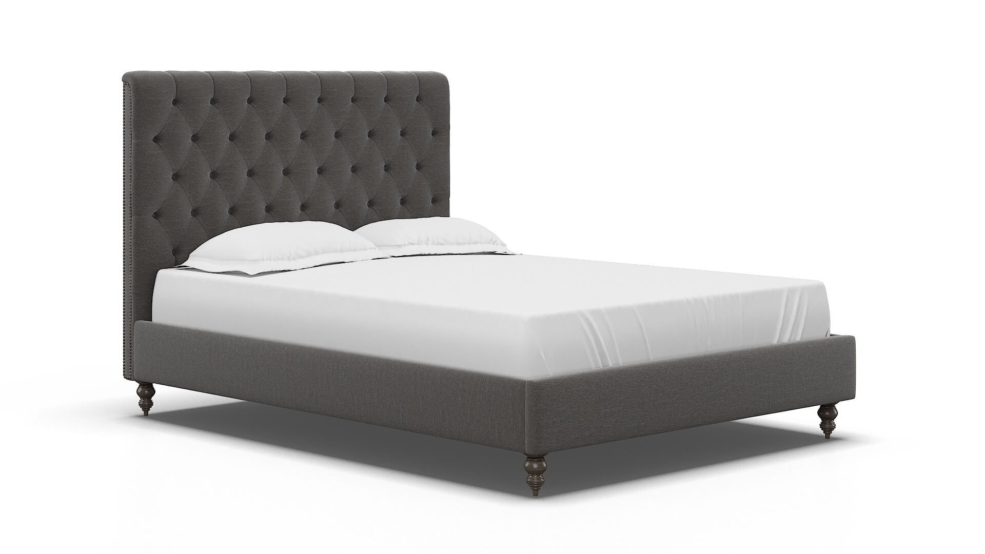Remy Oscar Grey Bed espresso legs 2