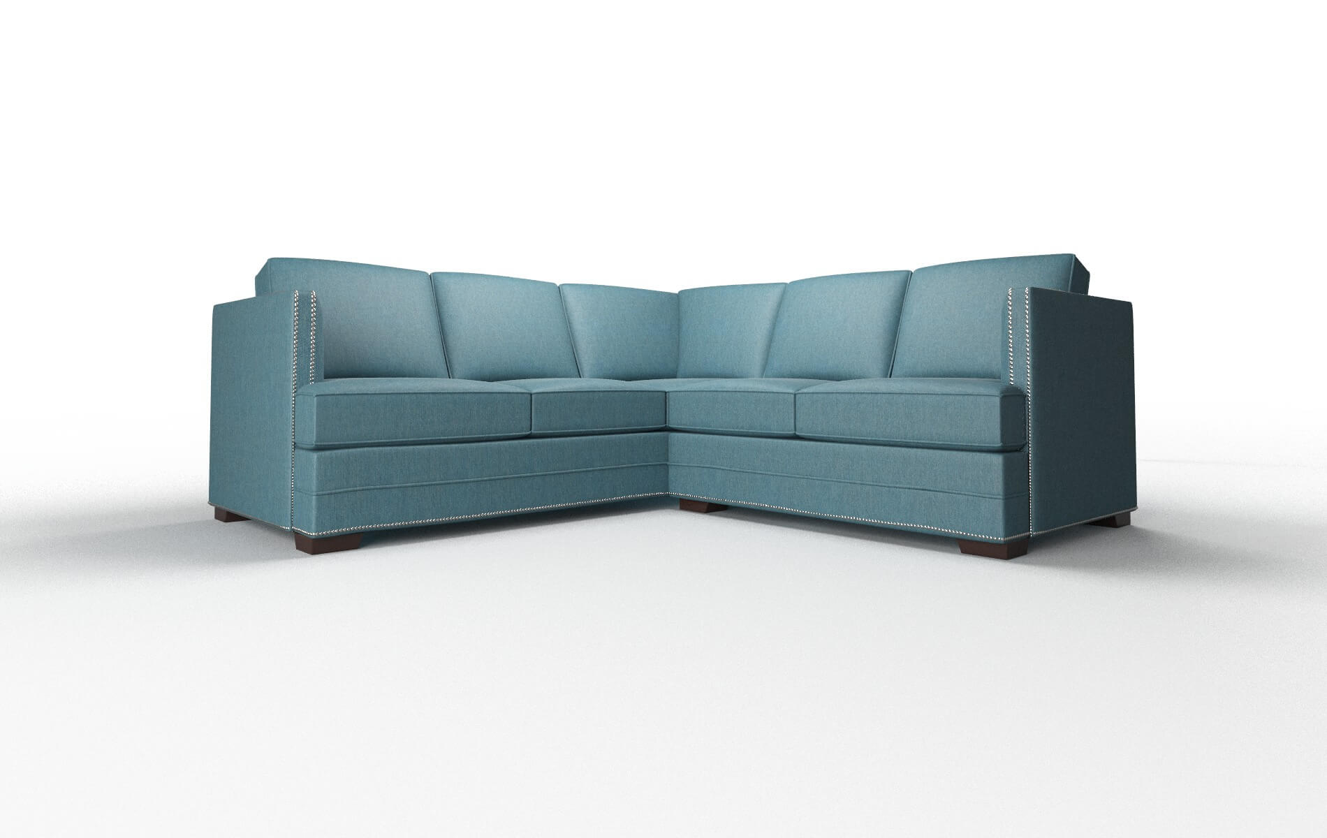 Riga Cosmo Teal Sectional espresso legs 1