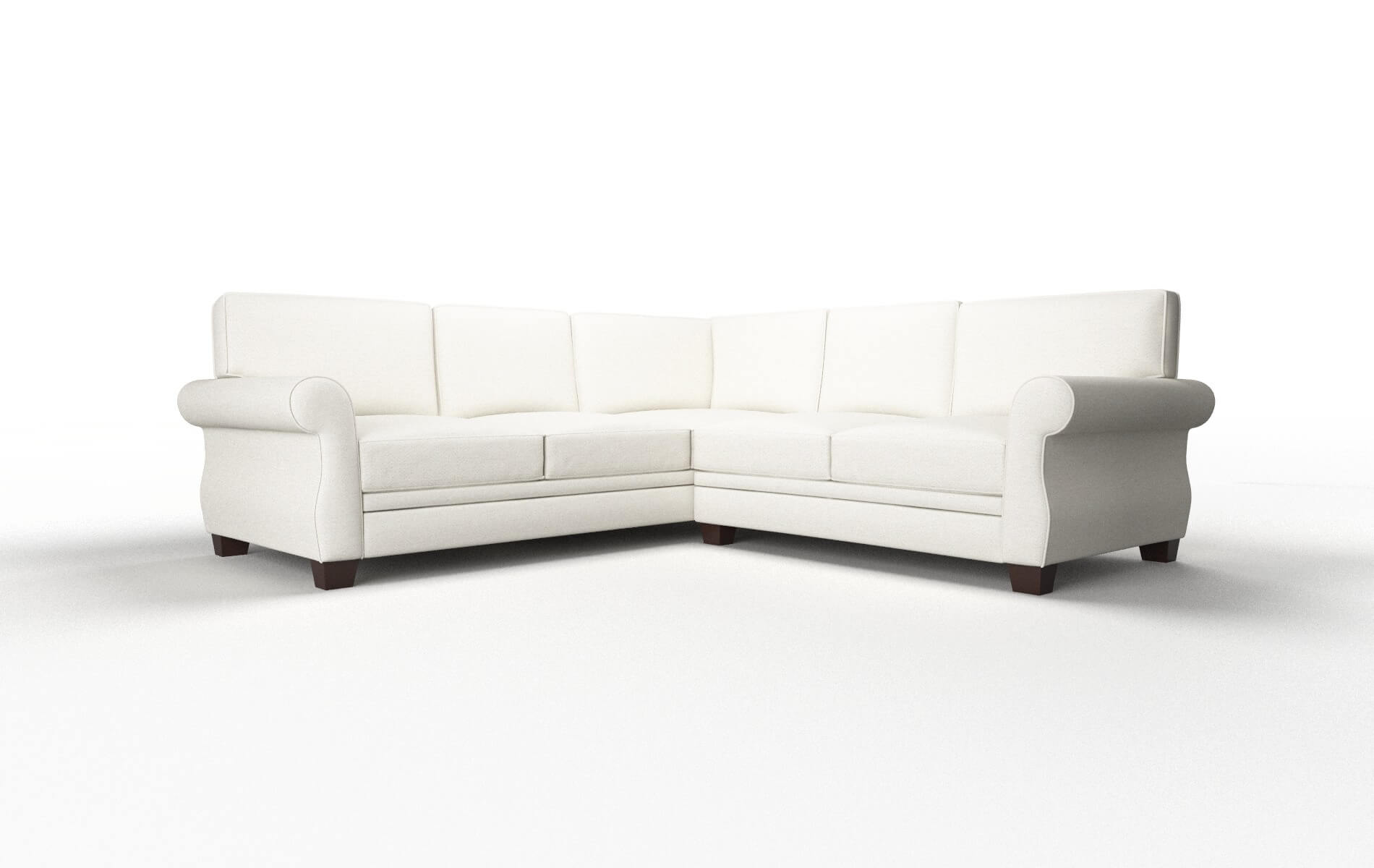 Rome Catalina Ivory Sectional espresso legs