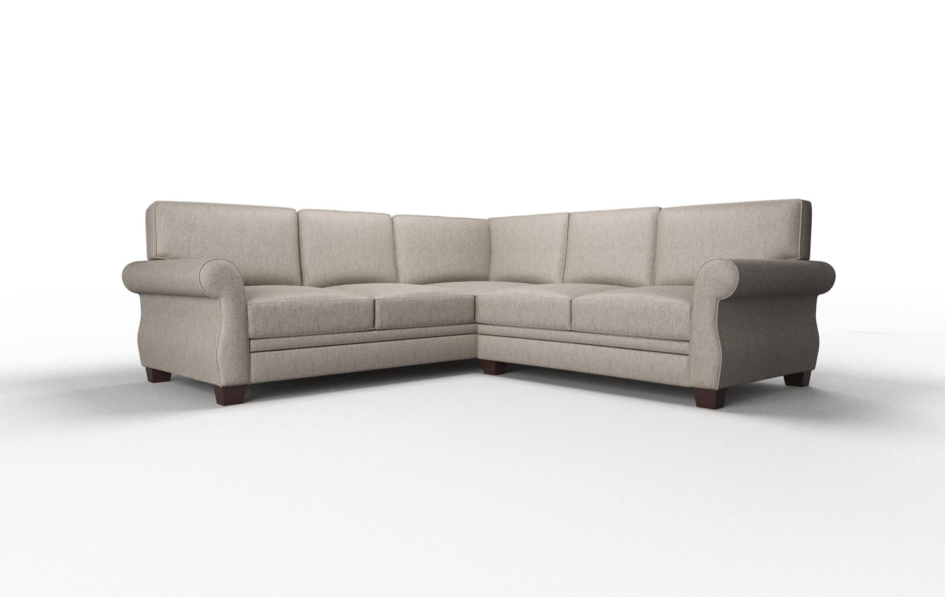 Rome Cosmo Taupe Sectional espresso legs