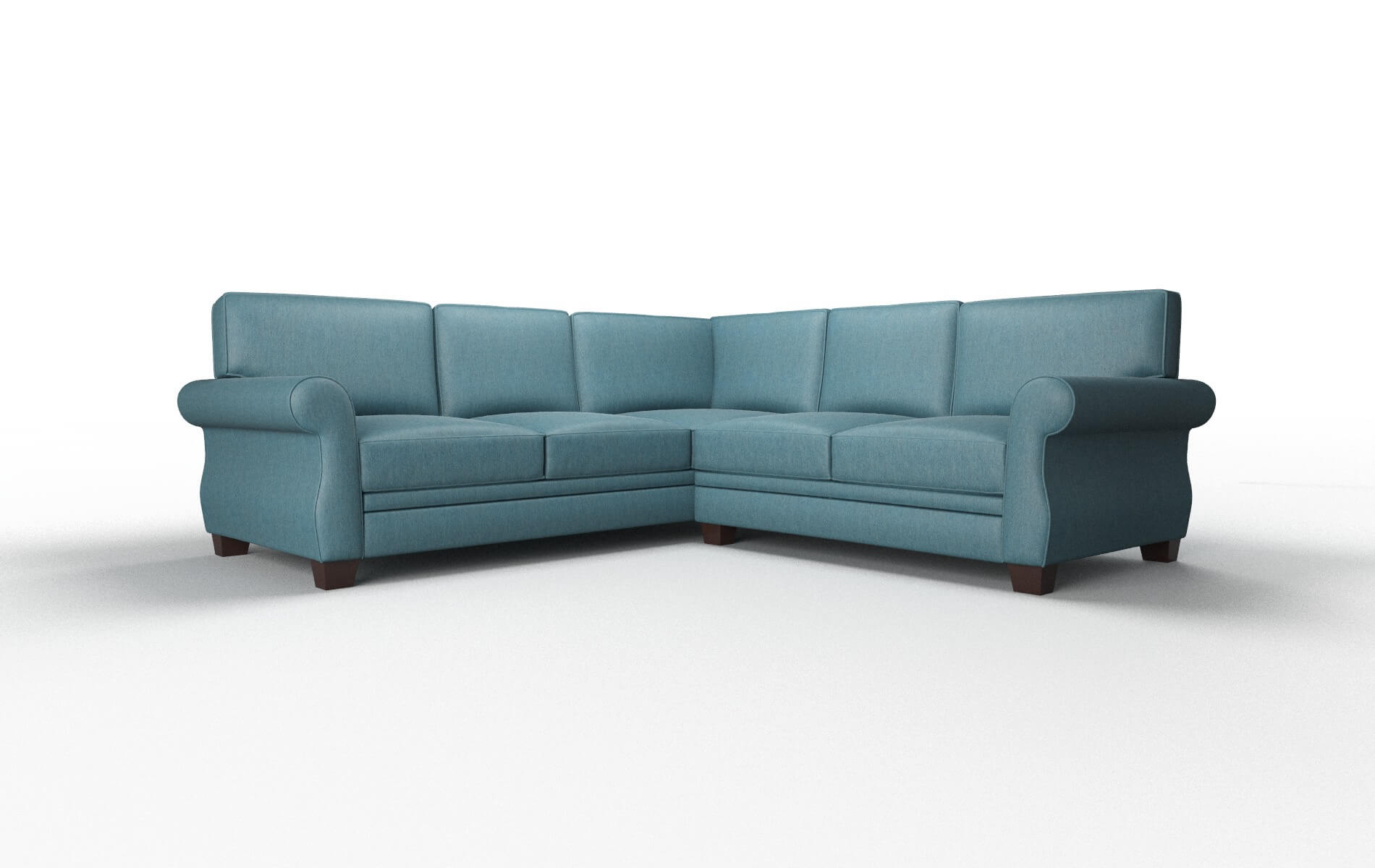 Rome Cosmo Teal Sectional espresso legs 1