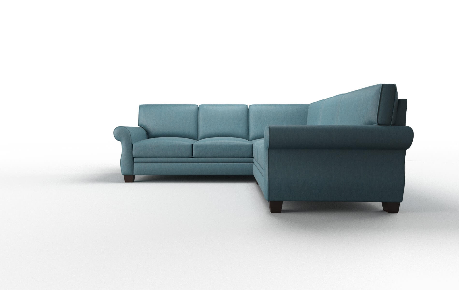 Rome Cosmo Teal Sectional espresso legs 5