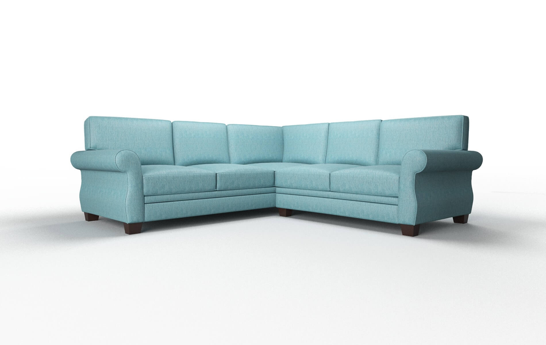 Rome Cosmo Turquoise Sectional espresso legs 1