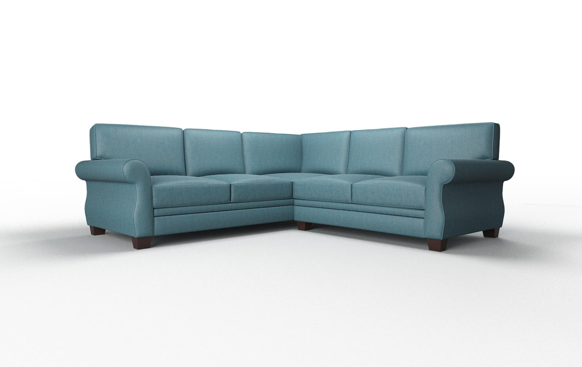 Rome Hepburn Teal Sectional espresso legs 1