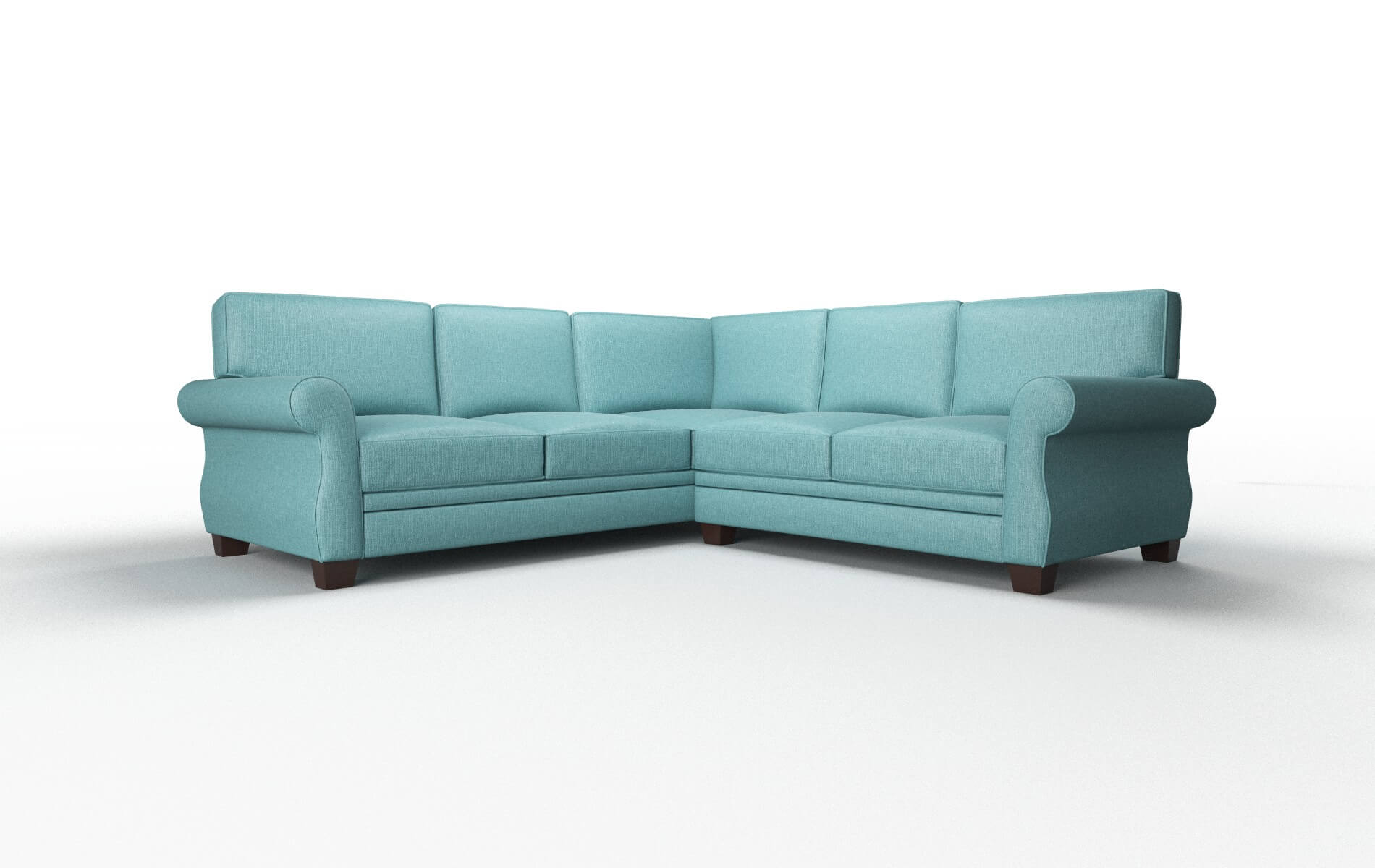 Rome Parker Turquoise Sectional espresso legs 1