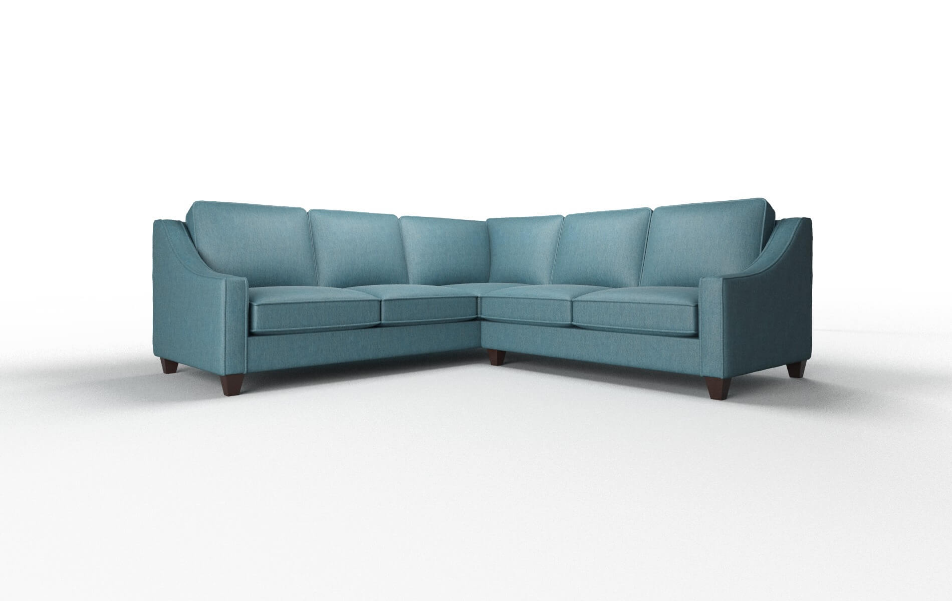 Sanda Cosmo Teal Sectional espresso legs 1