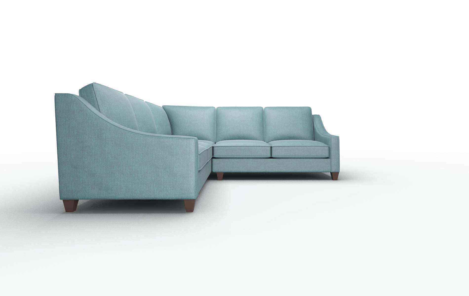 Sanda Elliot Teal Sectional espresso legs 2