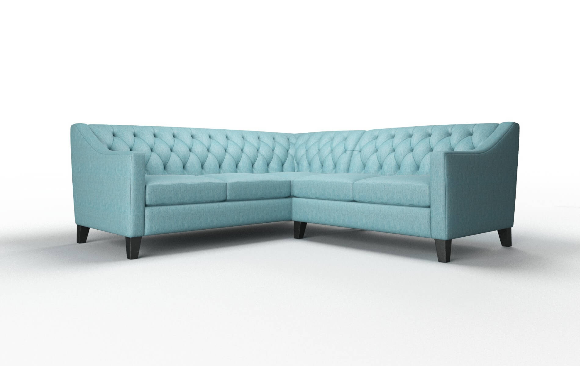Seville Cosmo Turquoise Sectional espresso legs 1