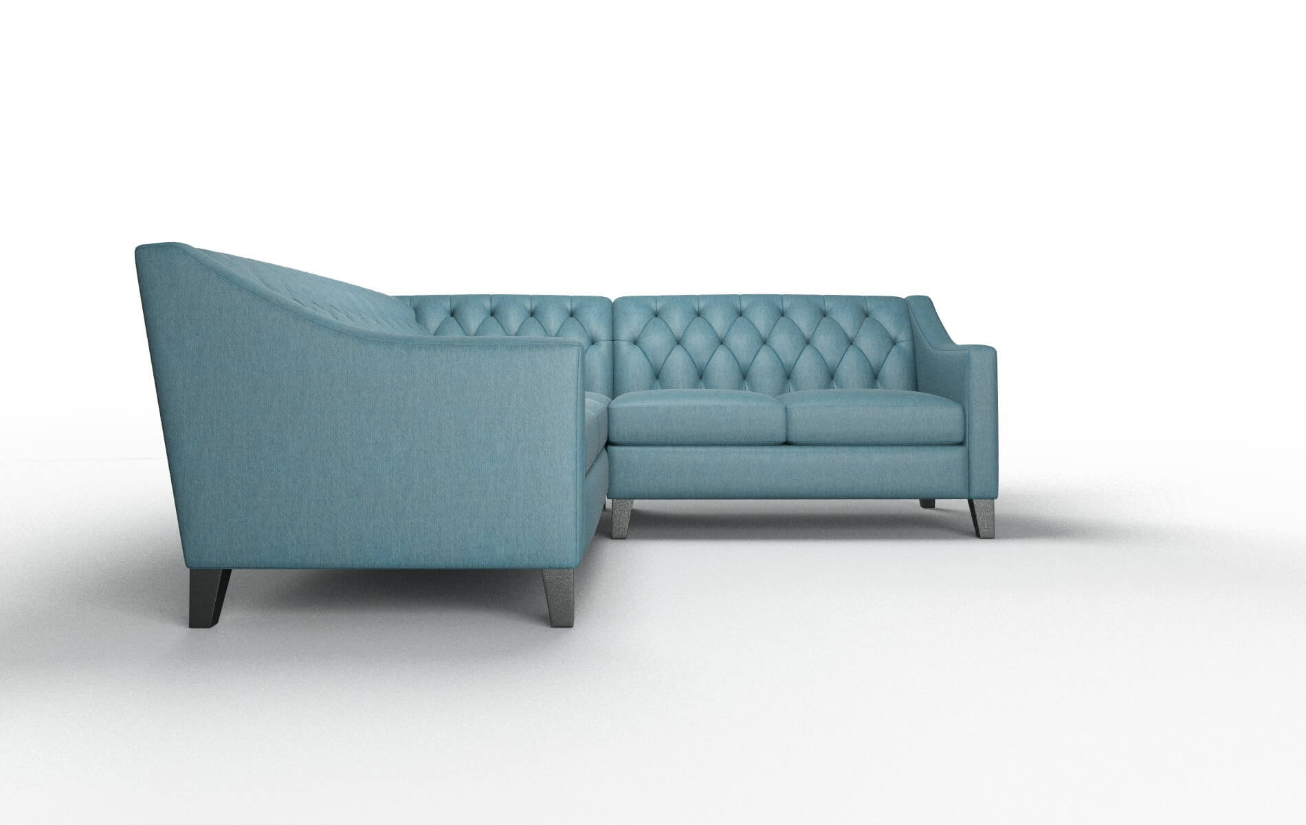 Seville Hepburn Teal Sectional espresso legs 2