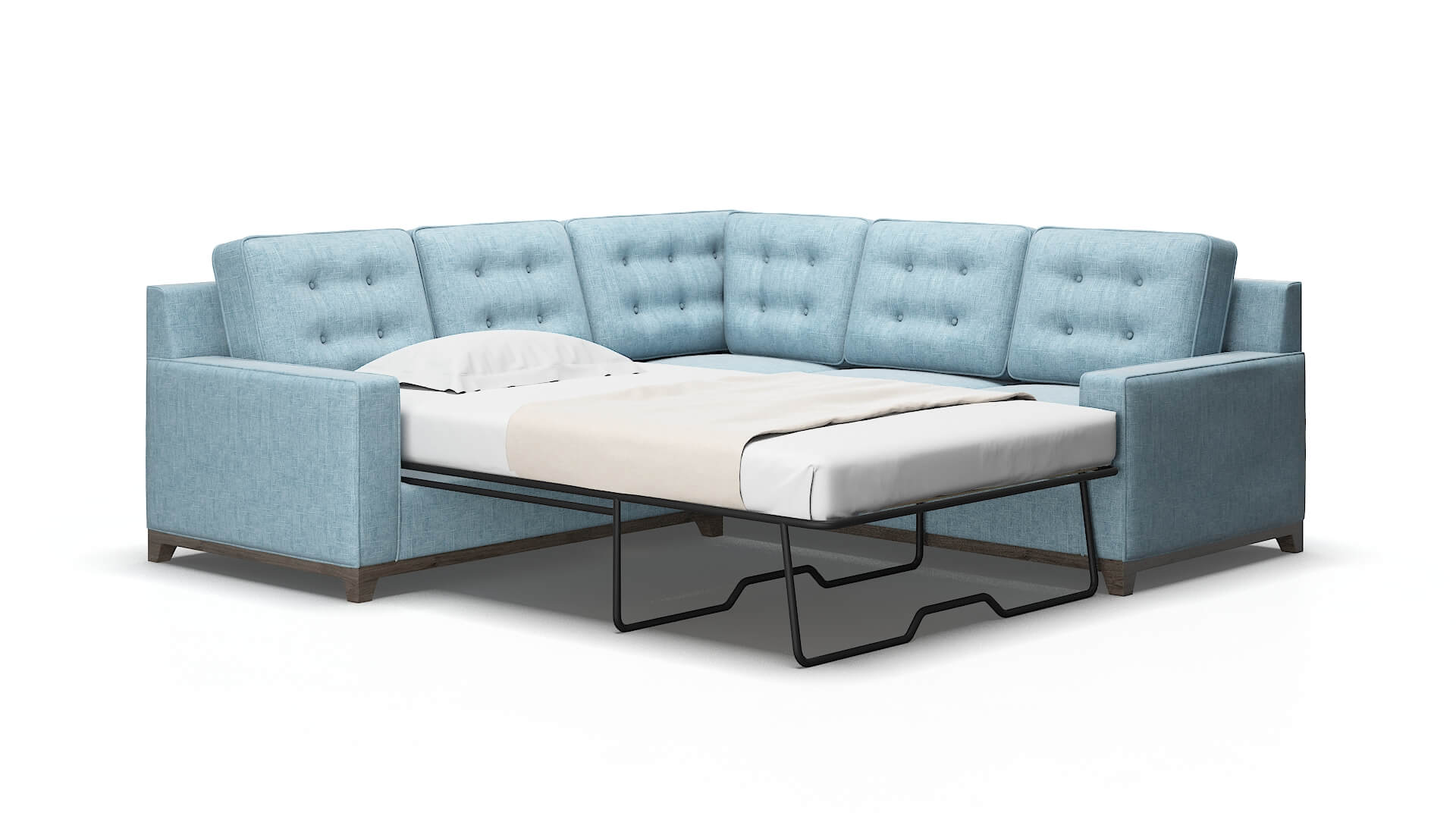 Alexandria Atlas Turquoise Sectional Sleeper Espresso legs 2