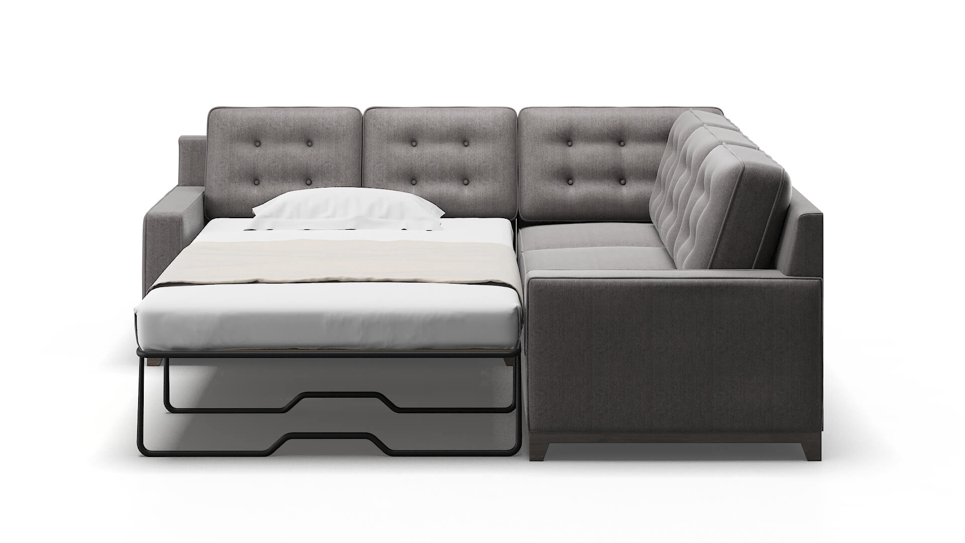 Alexandria Atlas_plz Silver Sectional Sleeper Espresso legs 1