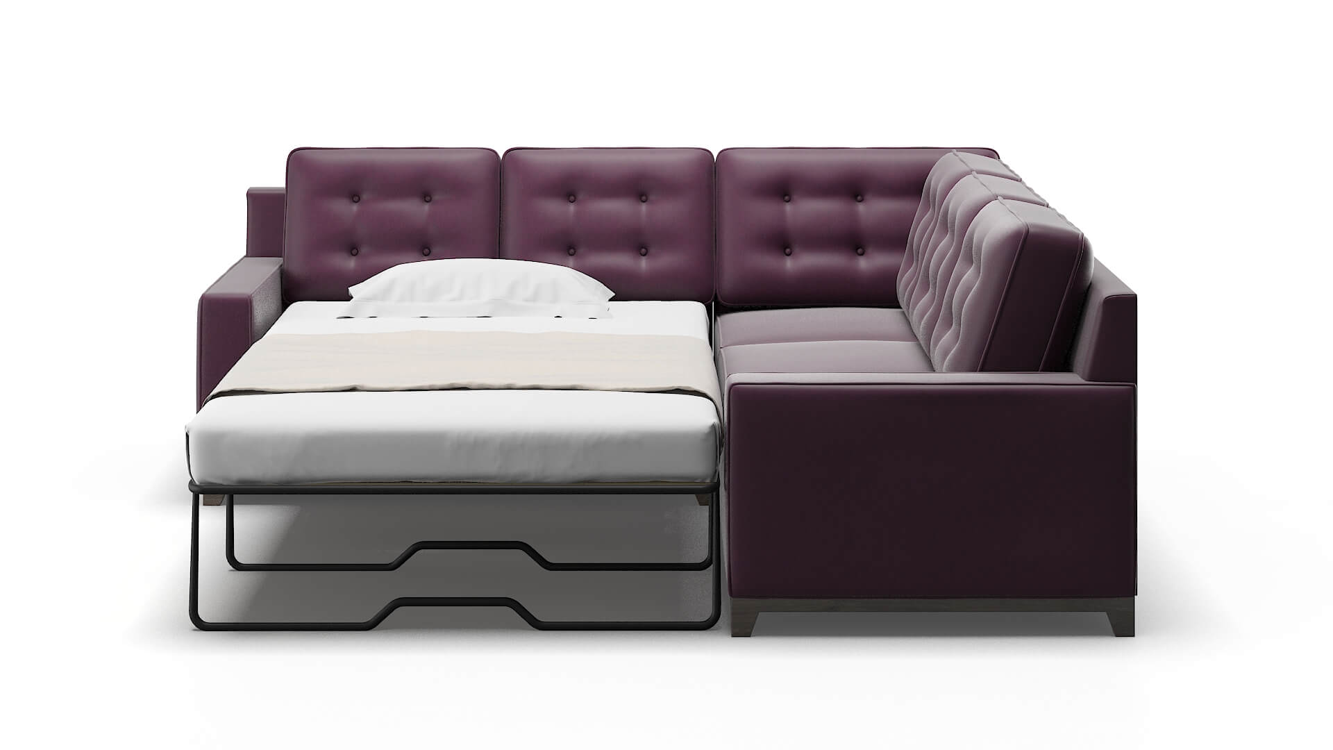 Alexandria Bella Aubergine Sectional Sleeper Espresso legs 1