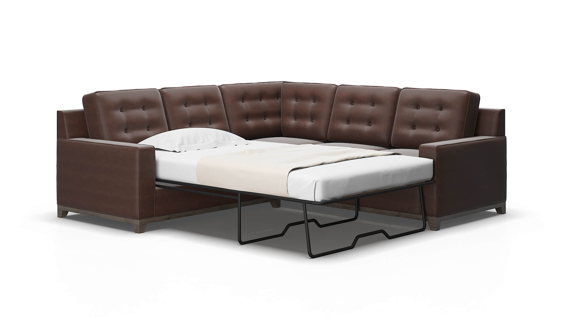 Alexandria Bella Espresso Sectional Sleeper espresso legs 2