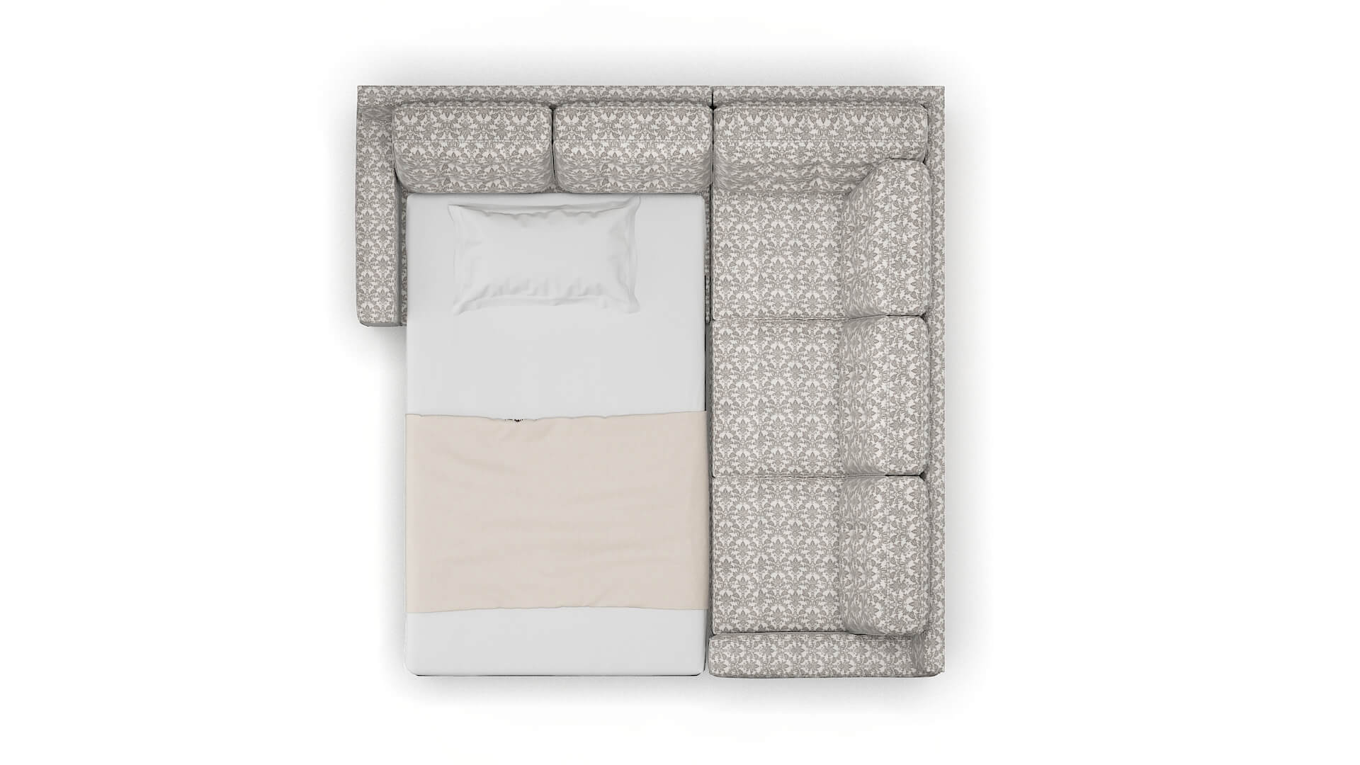 Alexandria Bergamo Dove Sectional Sleeper Espresso legs 3