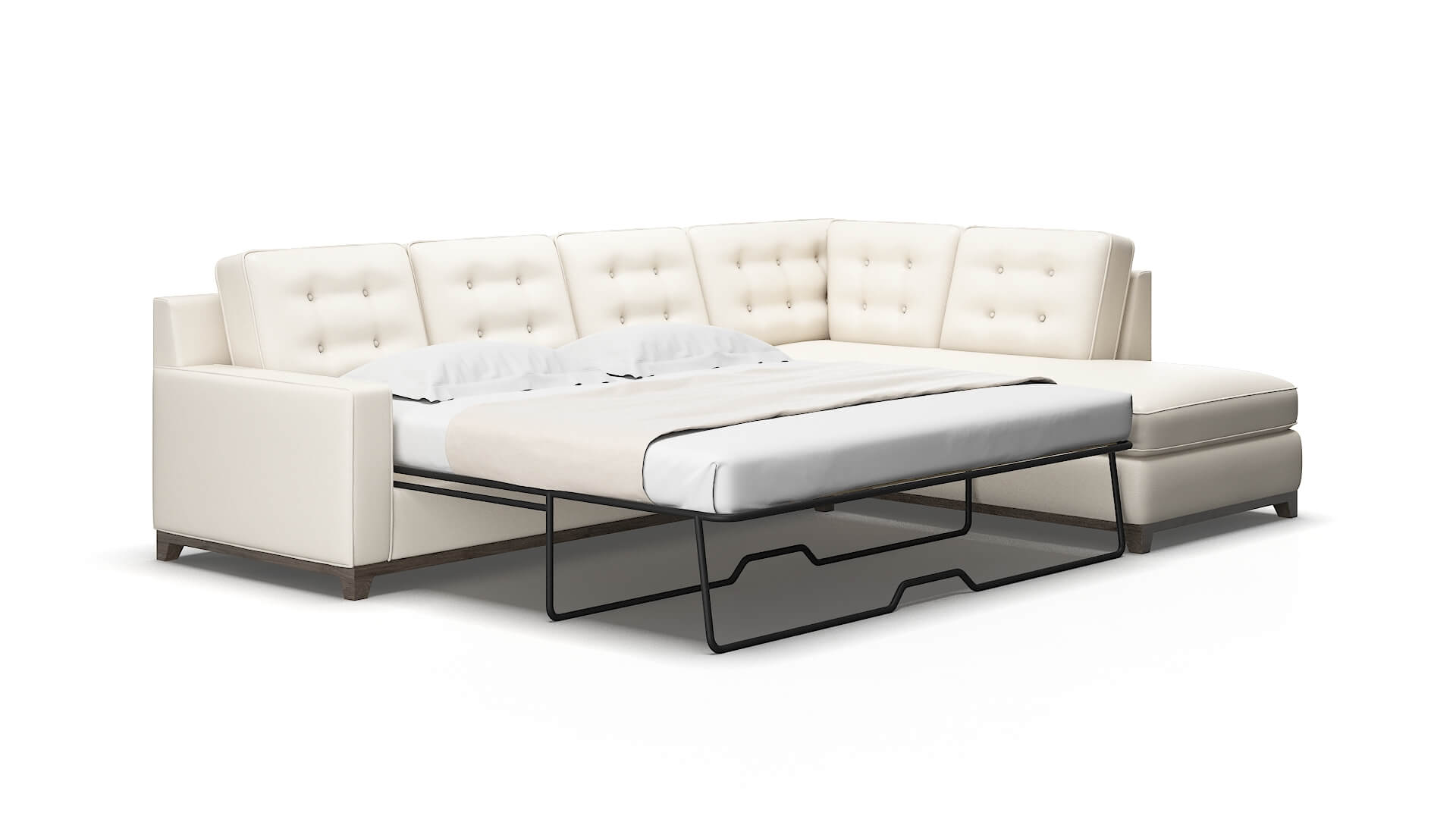 Alexandria Blanche milky Panel sleeper Espresso Legs  2