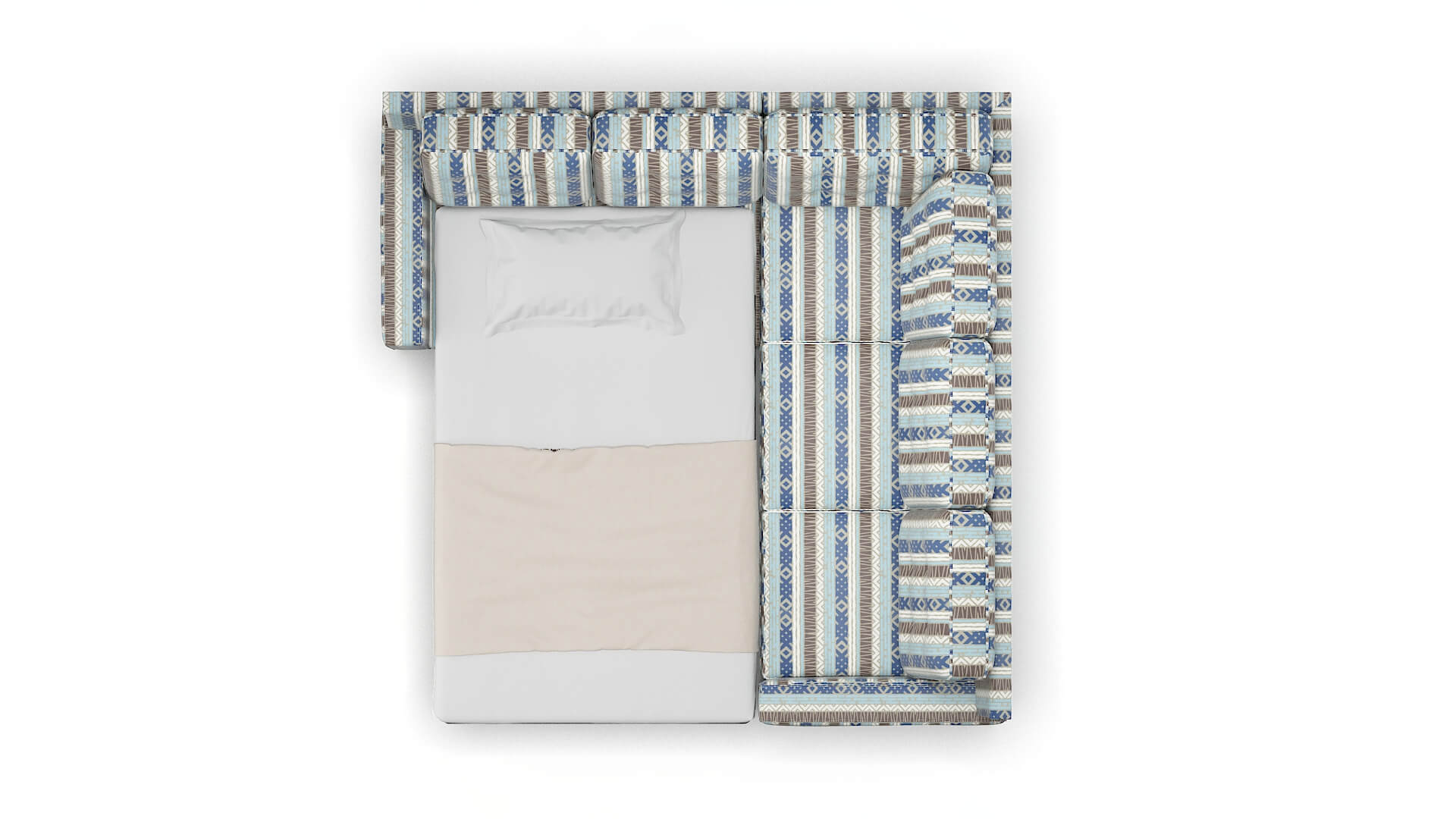 Alexandria Bodhi Indigo Sectional Sleeper Espresso legs 3