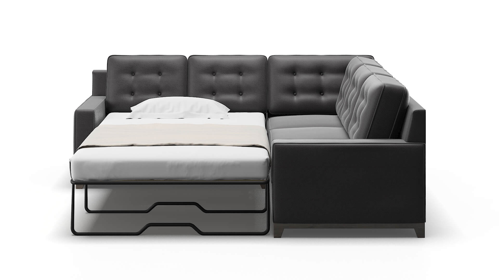 Alexandria Catalina Charcoal Sectional Sleeper Espresso legs 1