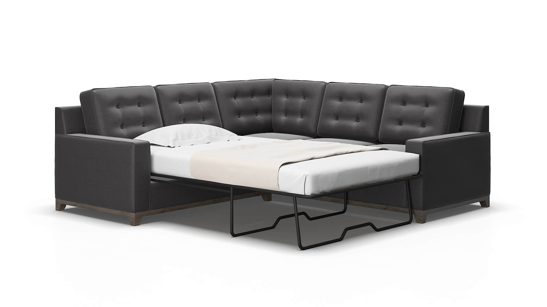 Alexandria Catalina Charcoal Sectional Sleeper Espresso legs 2
