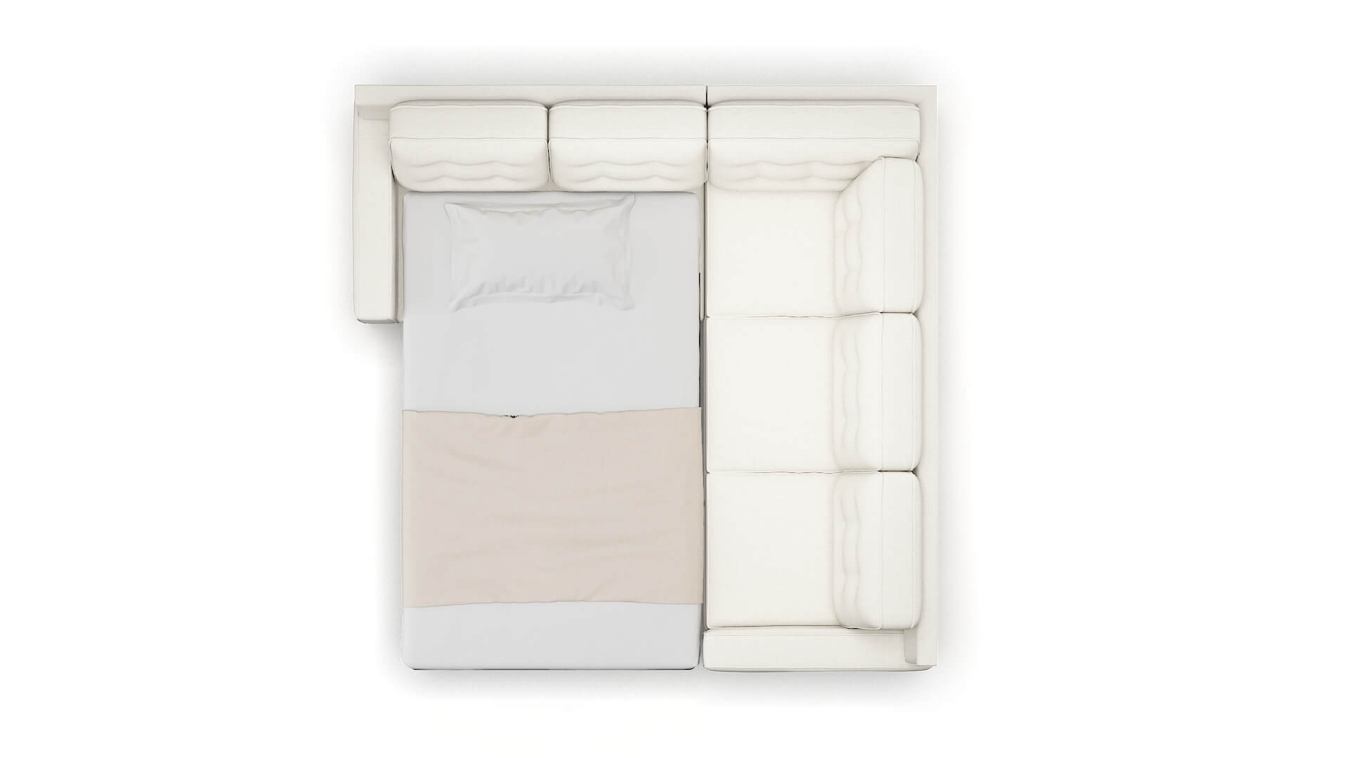 Alexandria Catalina Ivory Sectional Sleeper Espresso legs 3