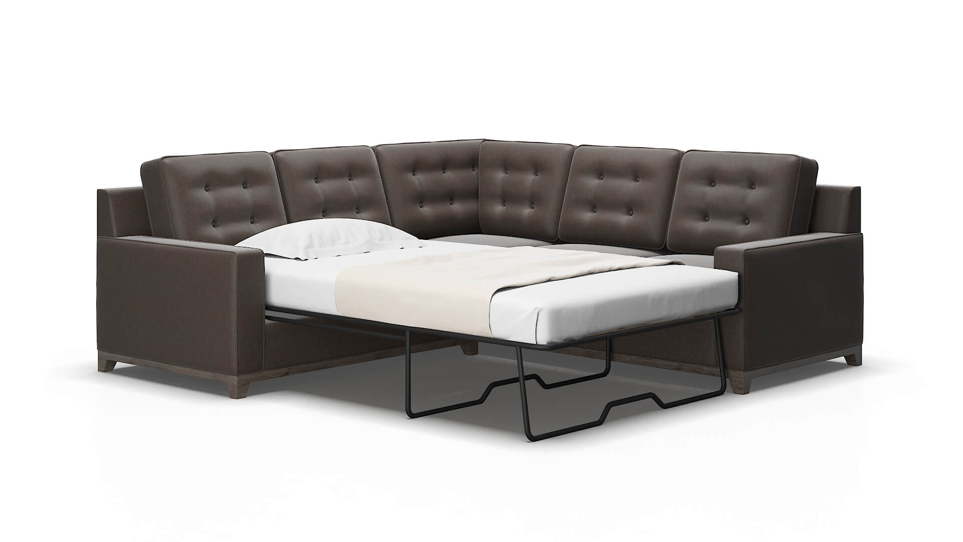 Alexandria Cosmo Chocolate Sectional Sleeper Espresso legs 2