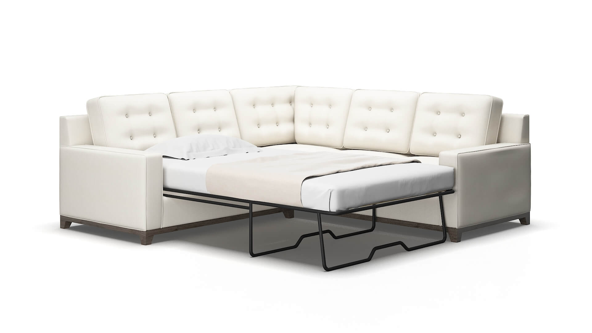 Alexandria Cosmo Ivory Sectional Sleeper Espresso legs 2