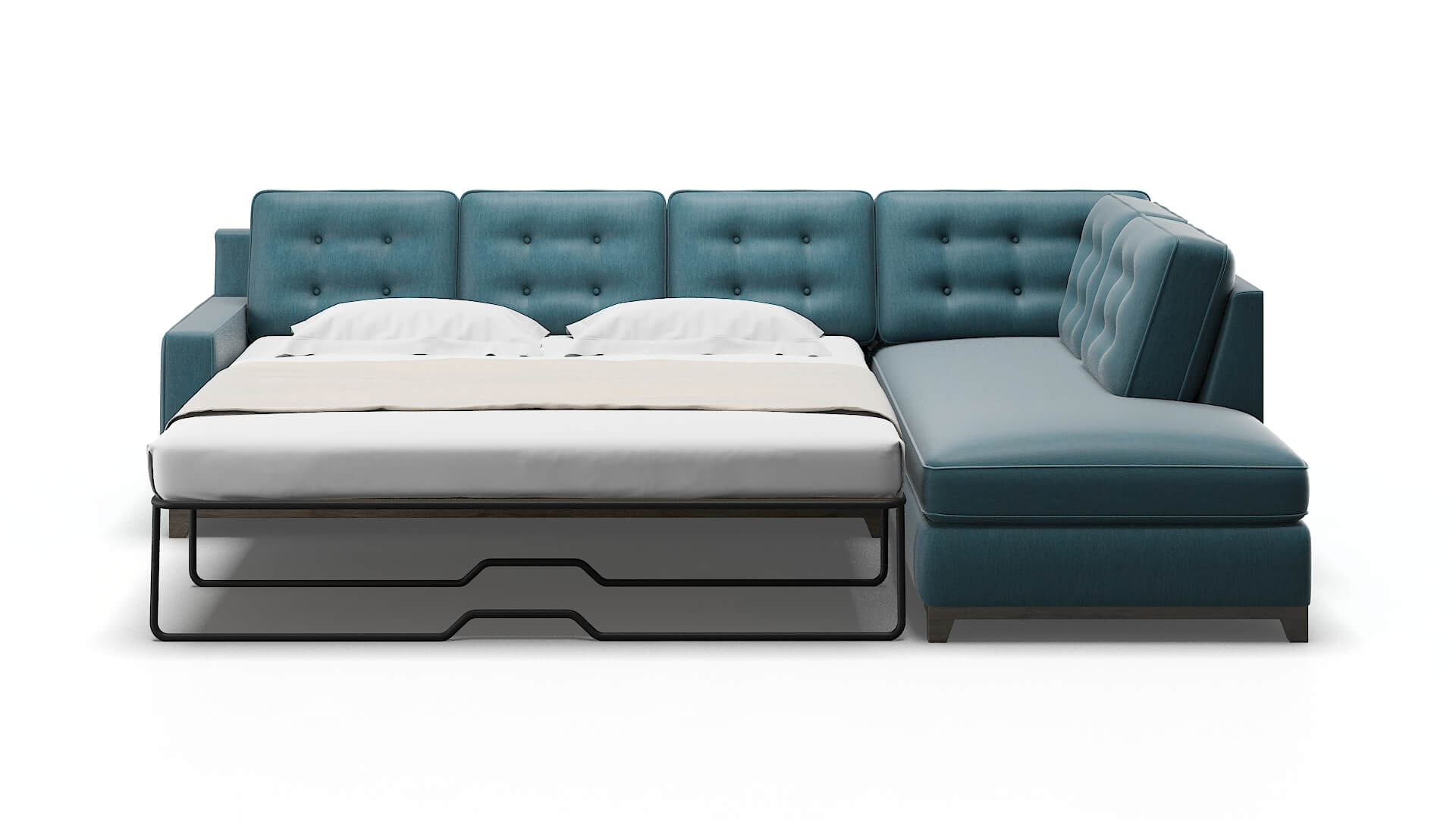 Alexandria Cosmo Teal Panel Sleeper Espresso legs 1
