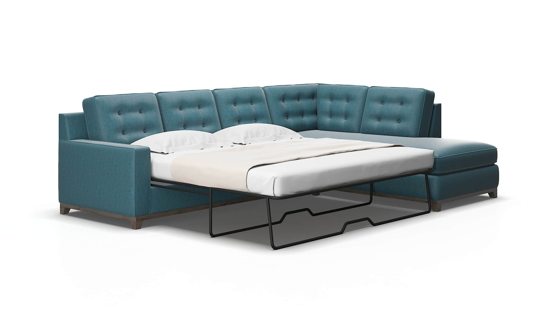 Alexandria Cosmo teal Panel sleeper Espresso Legs  2
