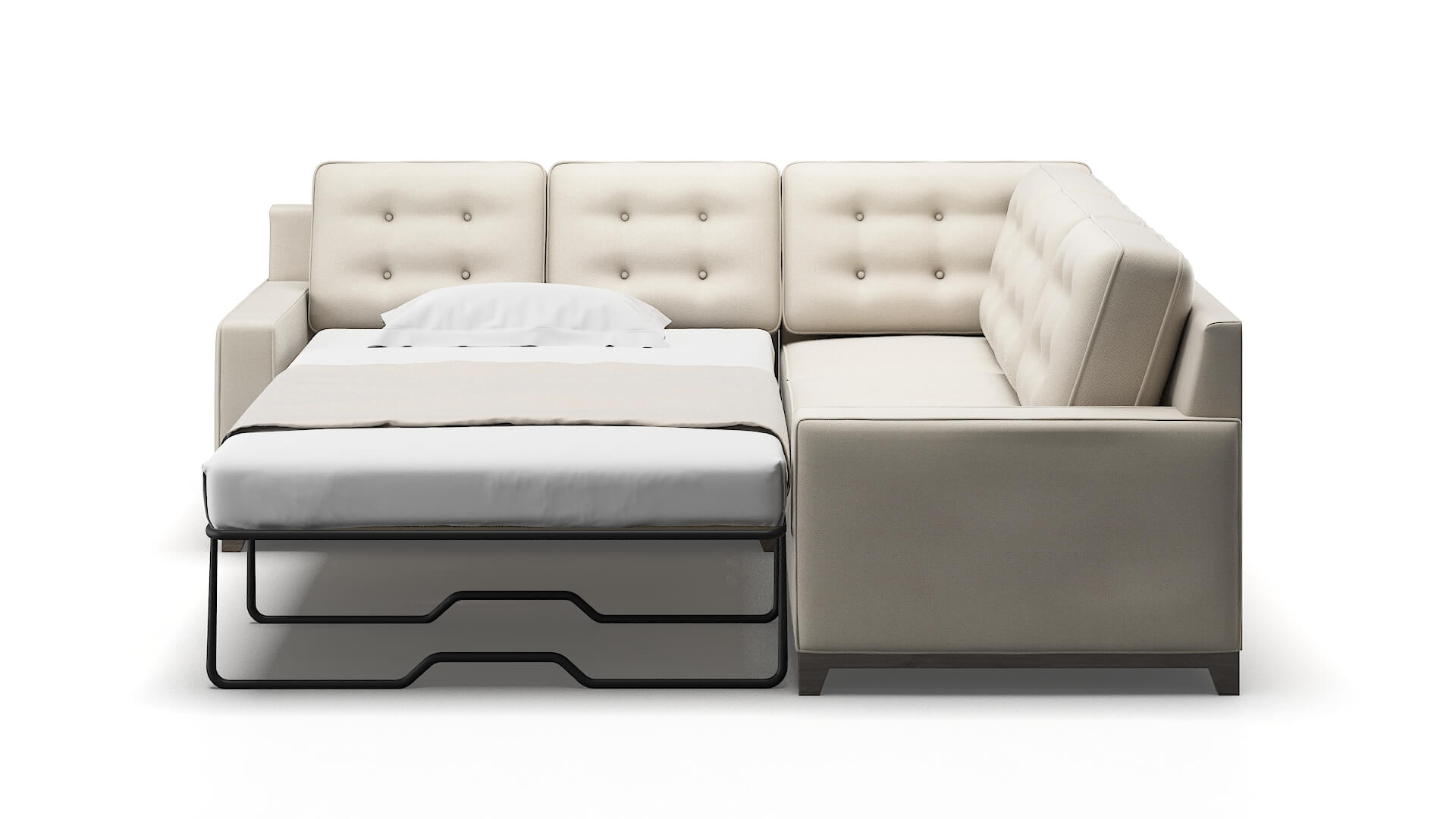 Alexandria Dawson Sand Sectional Sleeper Espresso legs 1