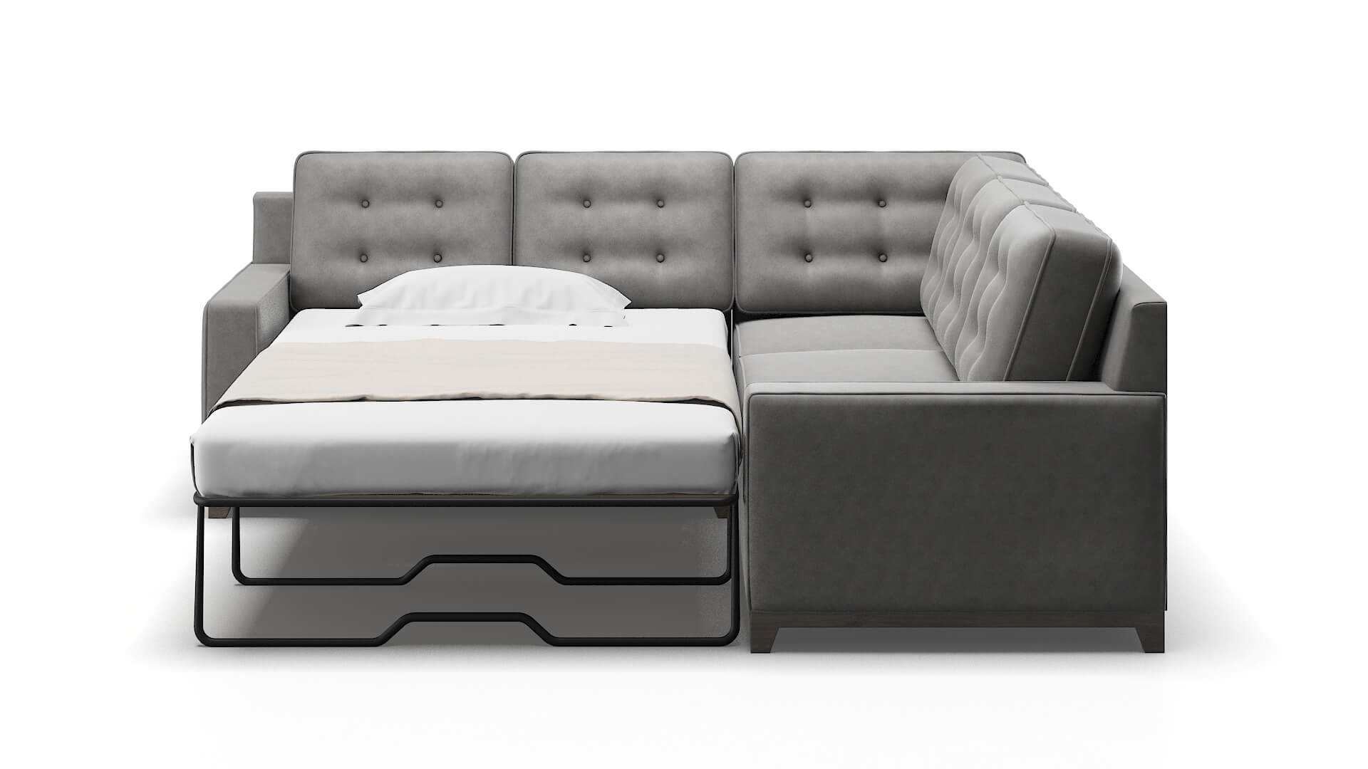Alexandria Dream_d Charcoal Sectional Sleeper Espresso legs 1