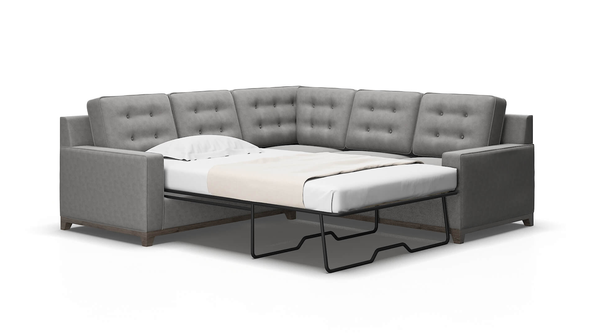 Alexandria Dream_d charcoal Sectional sleeper Espresso Legs  2