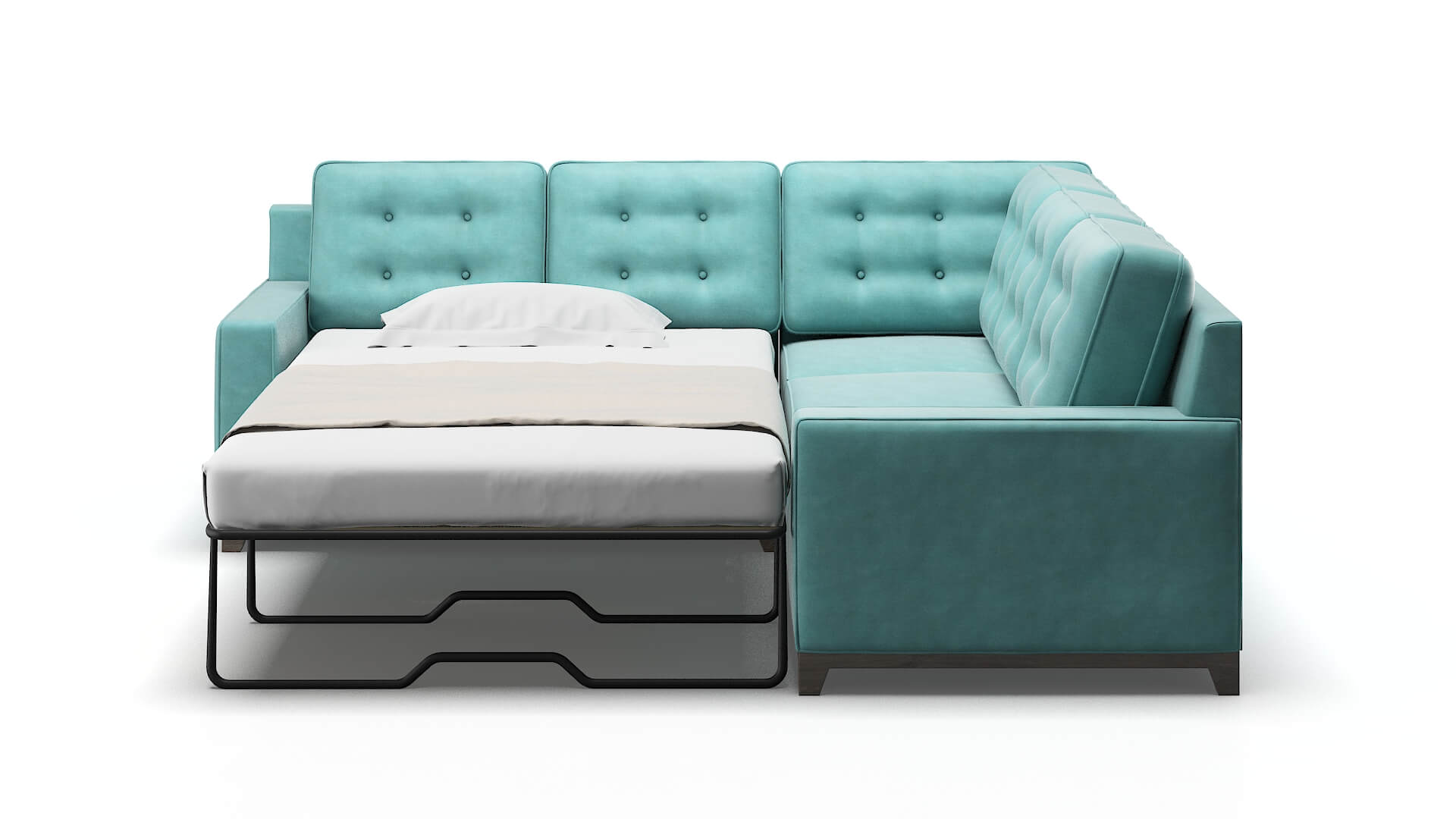 Alexandria Dream_d French_blue Sectional Sleeper Espresso legs 1