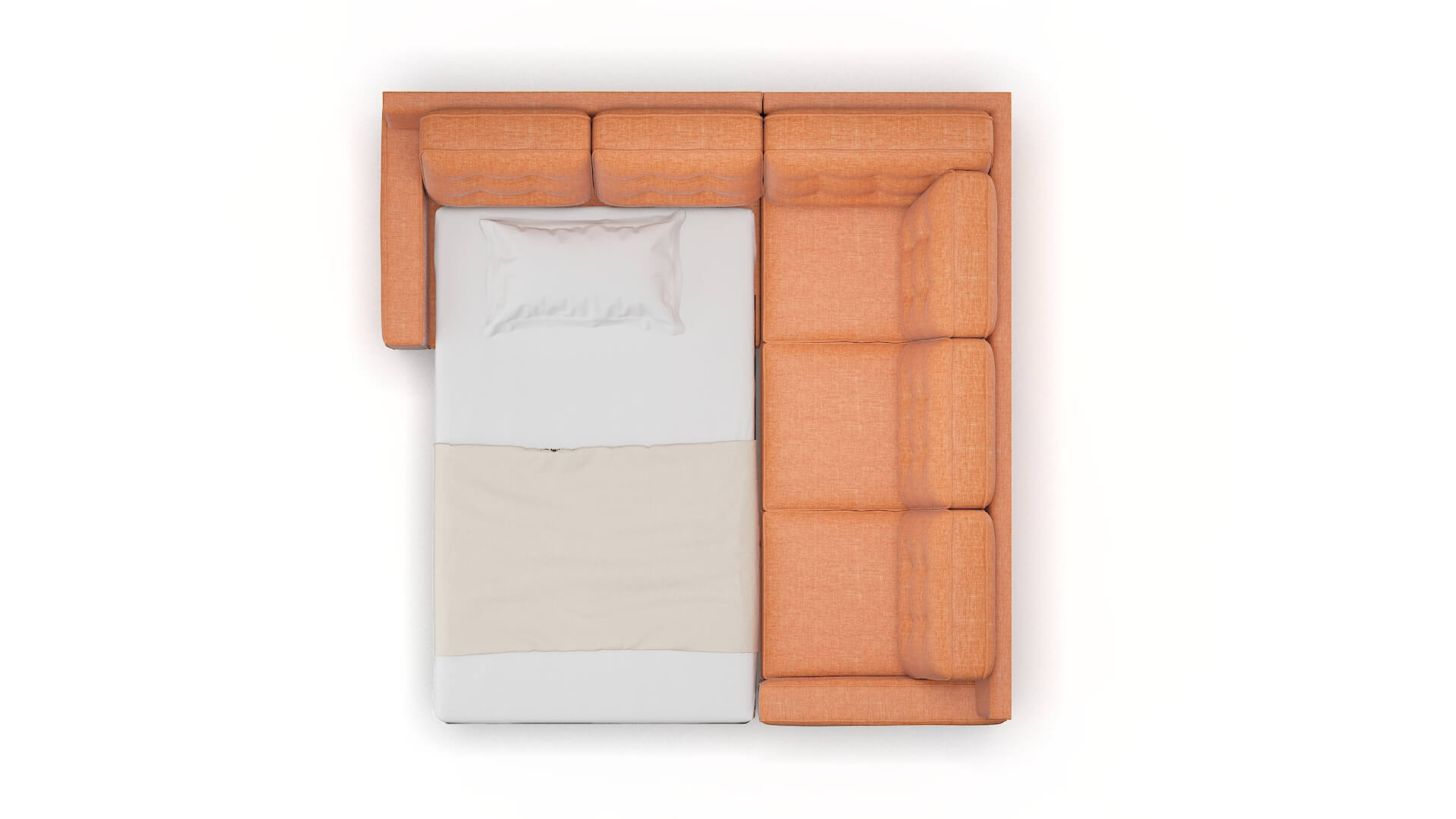 Alexandria Durham Tangerine Sectional Sleeper Espresso legs 3