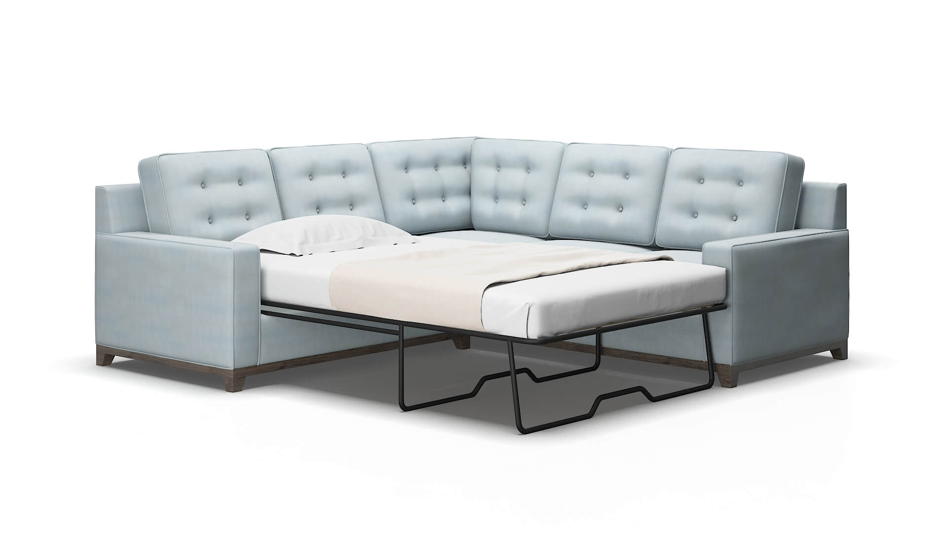 Alexandria Hathaway Aqua Sectional Sleeper Espresso legs 2