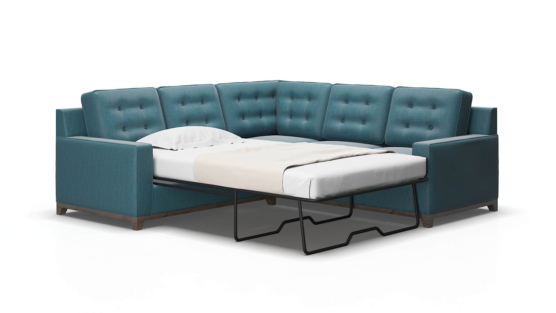 Alexandria Hepburn teal Sectional sleeper Espresso Legs  2