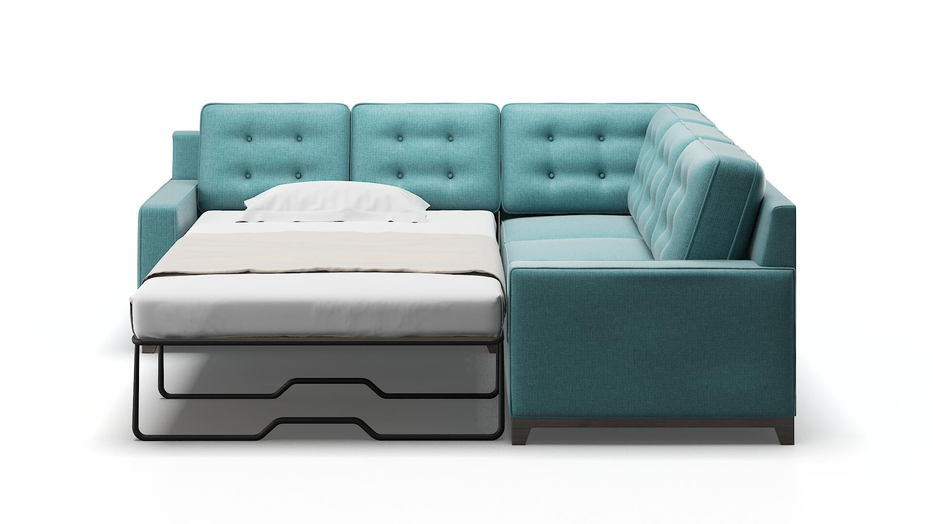Alexandria Hepburn_hrp Emerald Sectional Sleeper Espresso legs 1