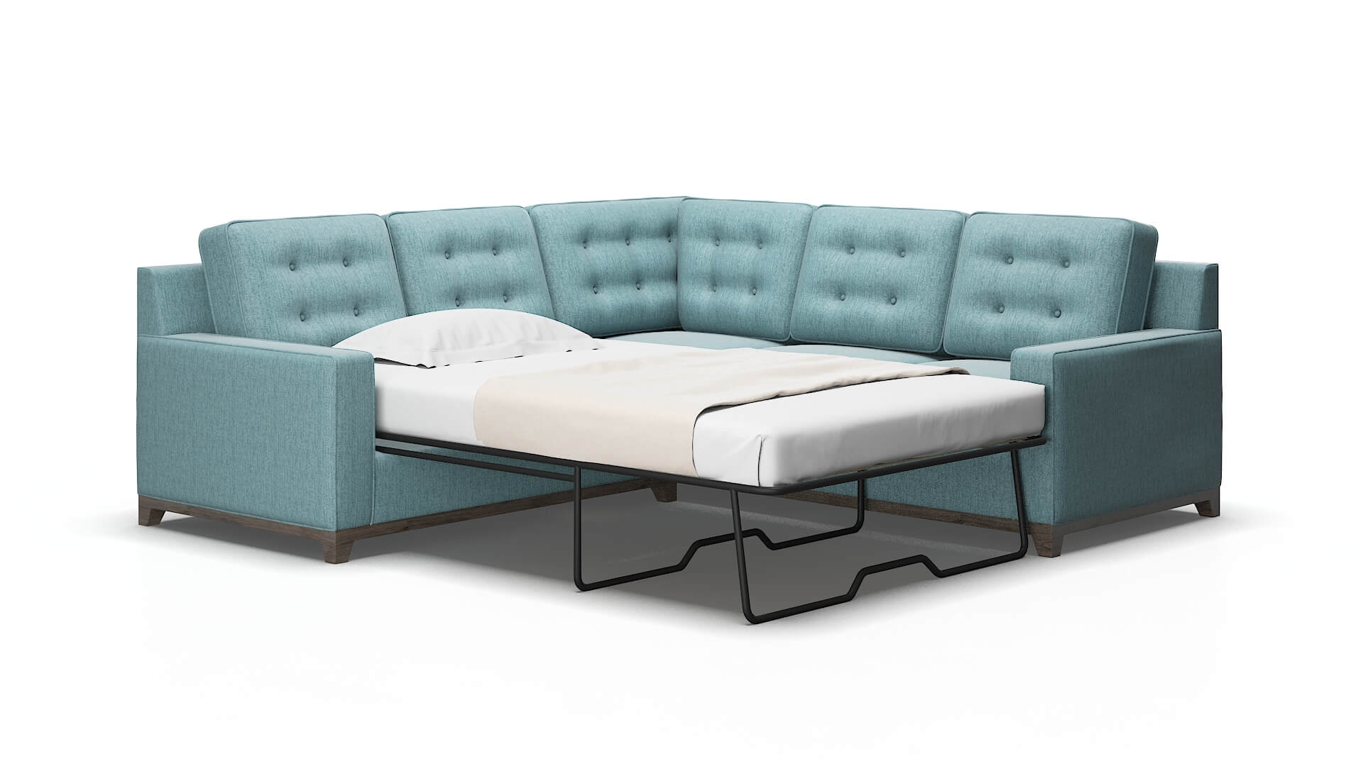 Alexandria Insight Peacock Sectional Sleeper Espresso legs 2