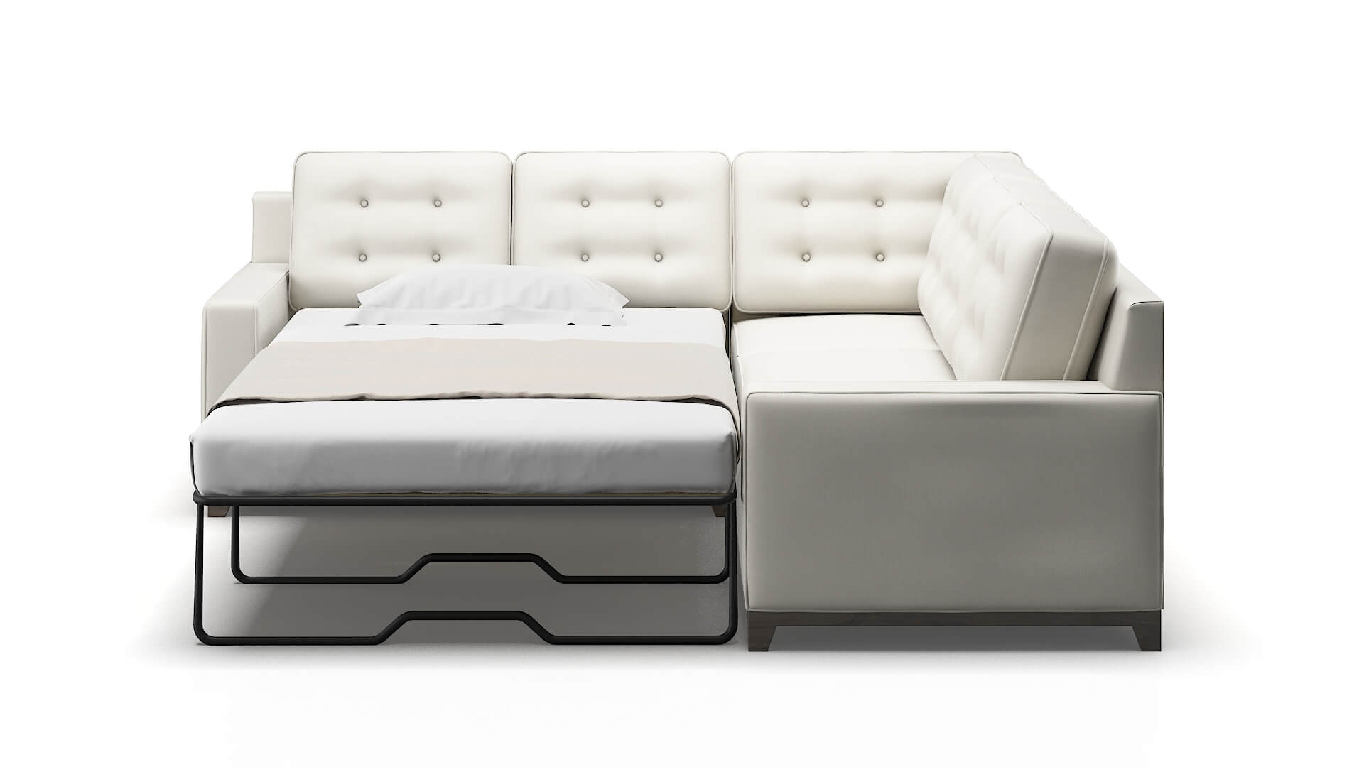 Alexandria Keylargo Oatmeal Sectional Sleeper Espresso legs 1