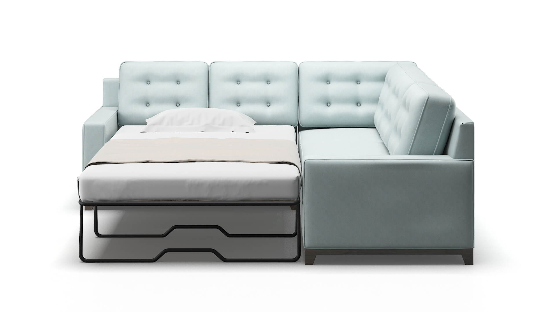 Alexandria Leslie Robins_egg Sectional Sleeper Espresso legs 1